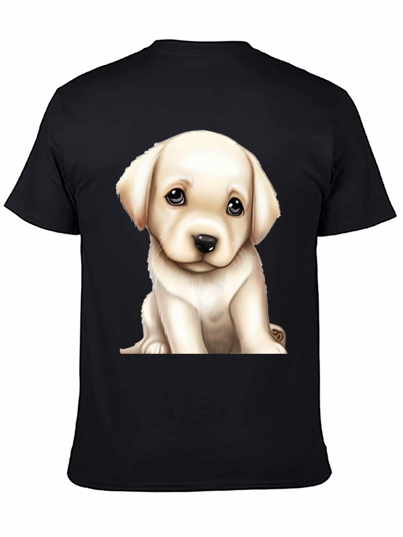 Cute Puppy Graphic Tee - Black Cotton Comfort