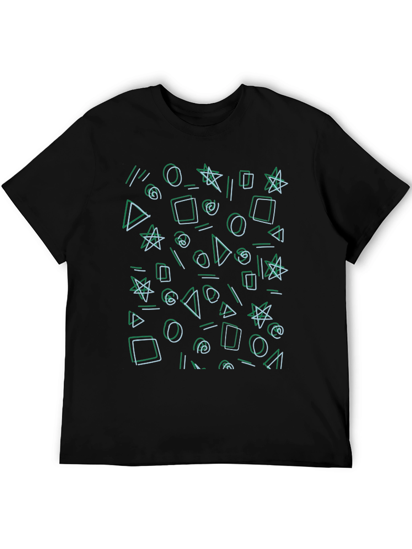 Abstract Shapes Black Tee - Modern Graphic Print