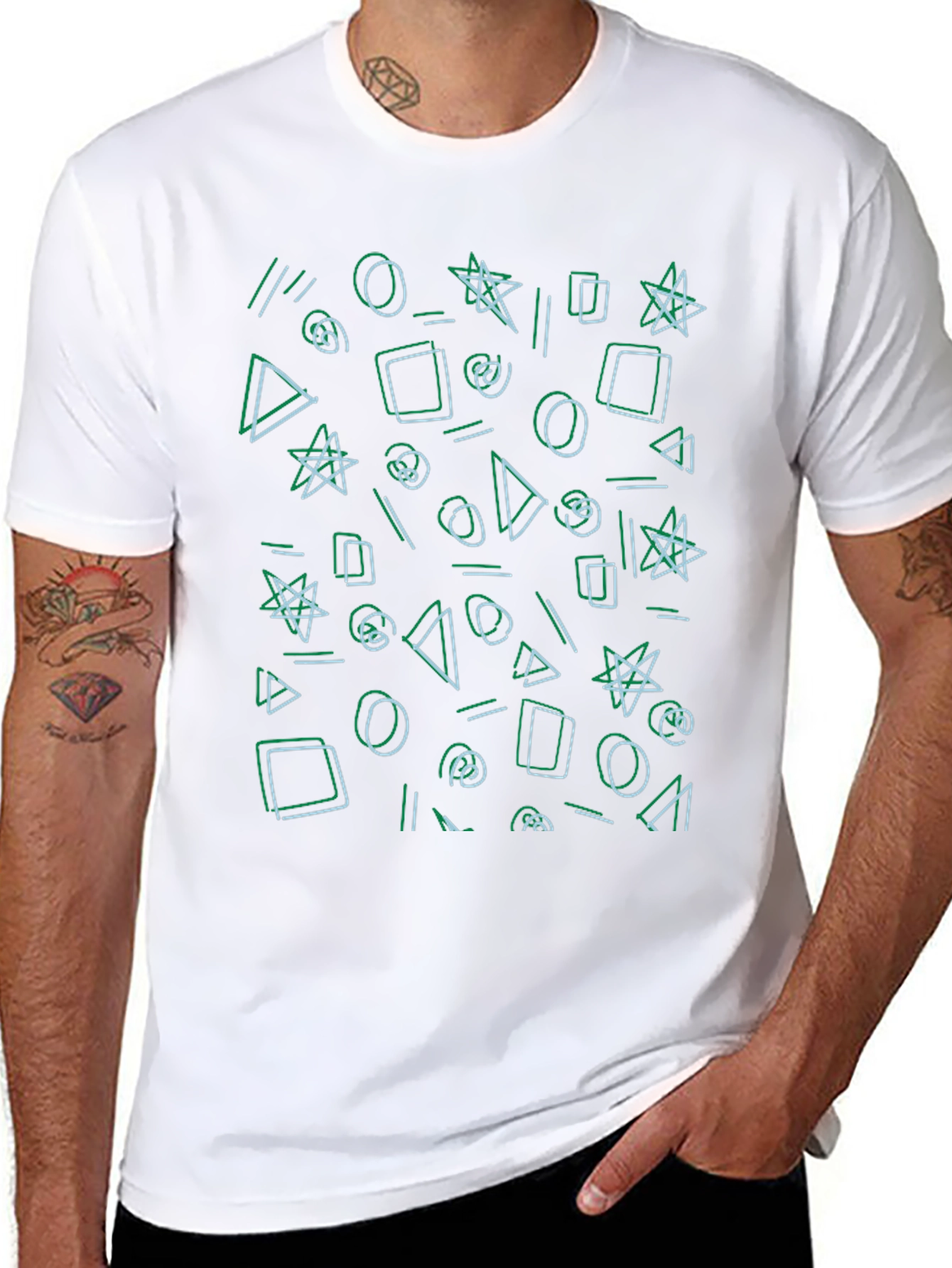 Abstract Shapes Black Tee - Modern Graphic Print