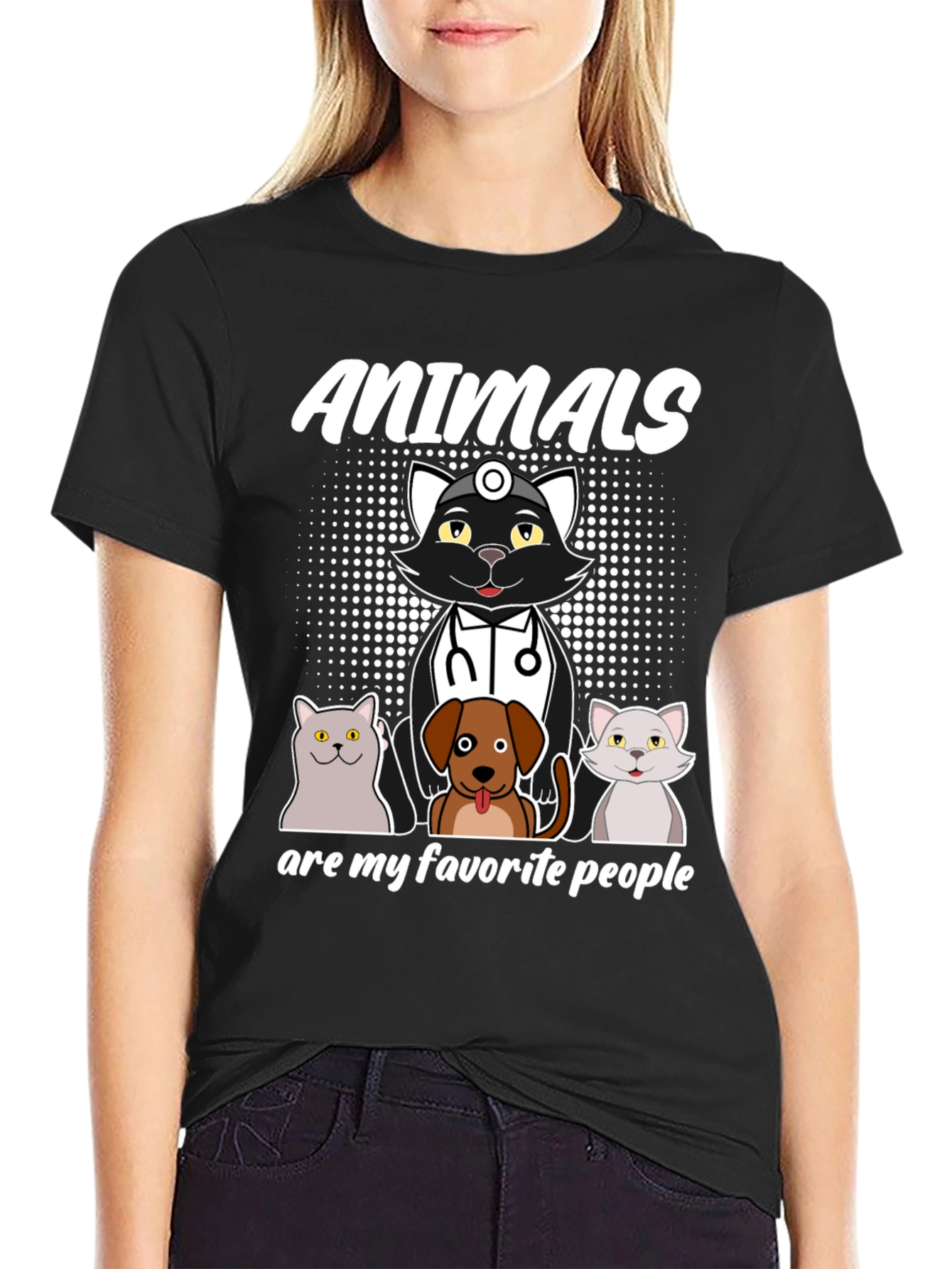 Animals Are My Favorite People Black T-Shirt