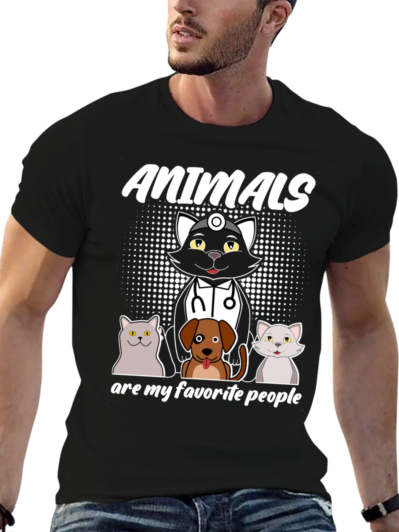 Animals Are My Favorite People Black T-Shirt