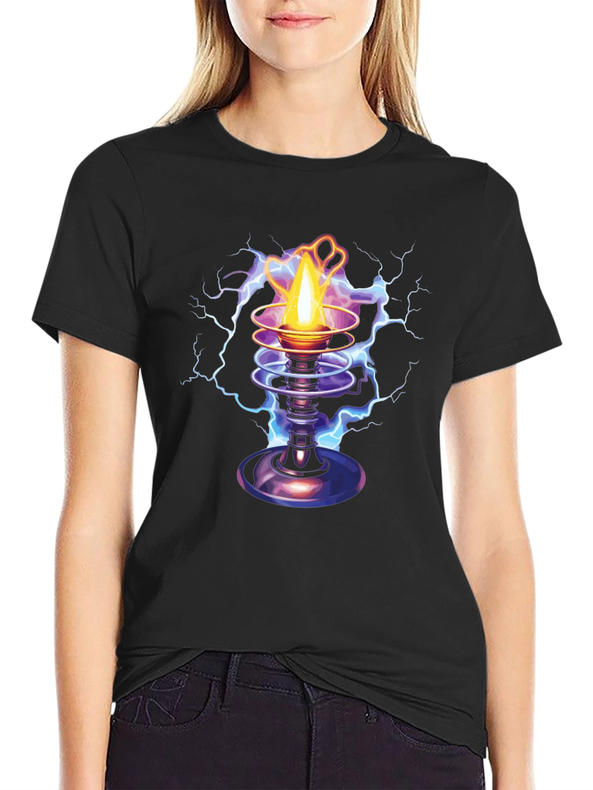 Electric Torch Graphic Tee - Black Cotton Blend