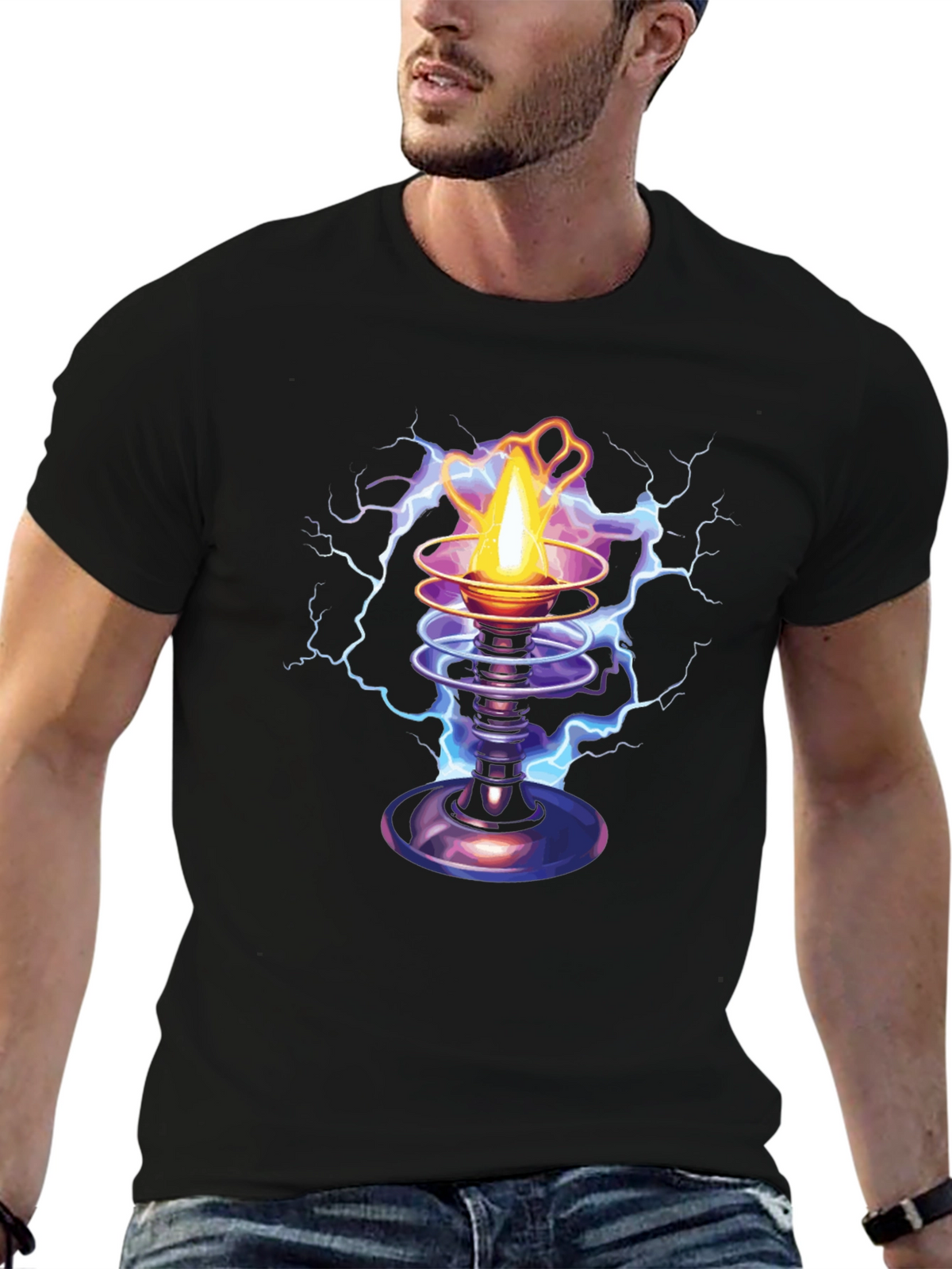 Electric Torch Graphic Tee - Black Cotton Blend