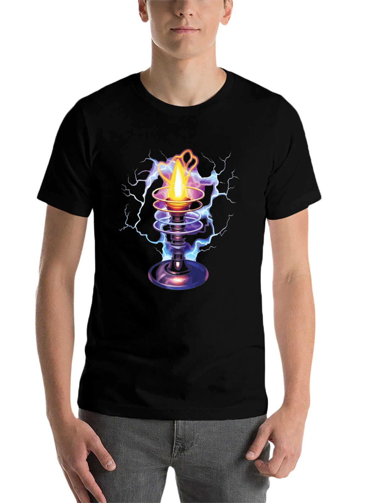 Electric Torch Graphic Tee - Black Cotton Blend
