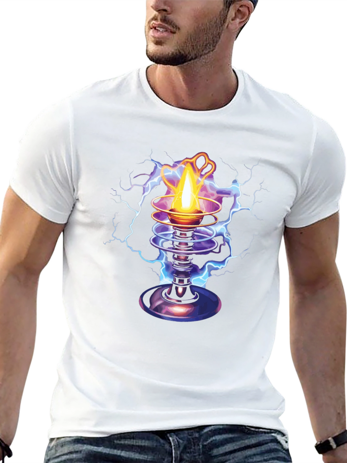 Electric Torch Graphic Tee - Black Cotton Blend