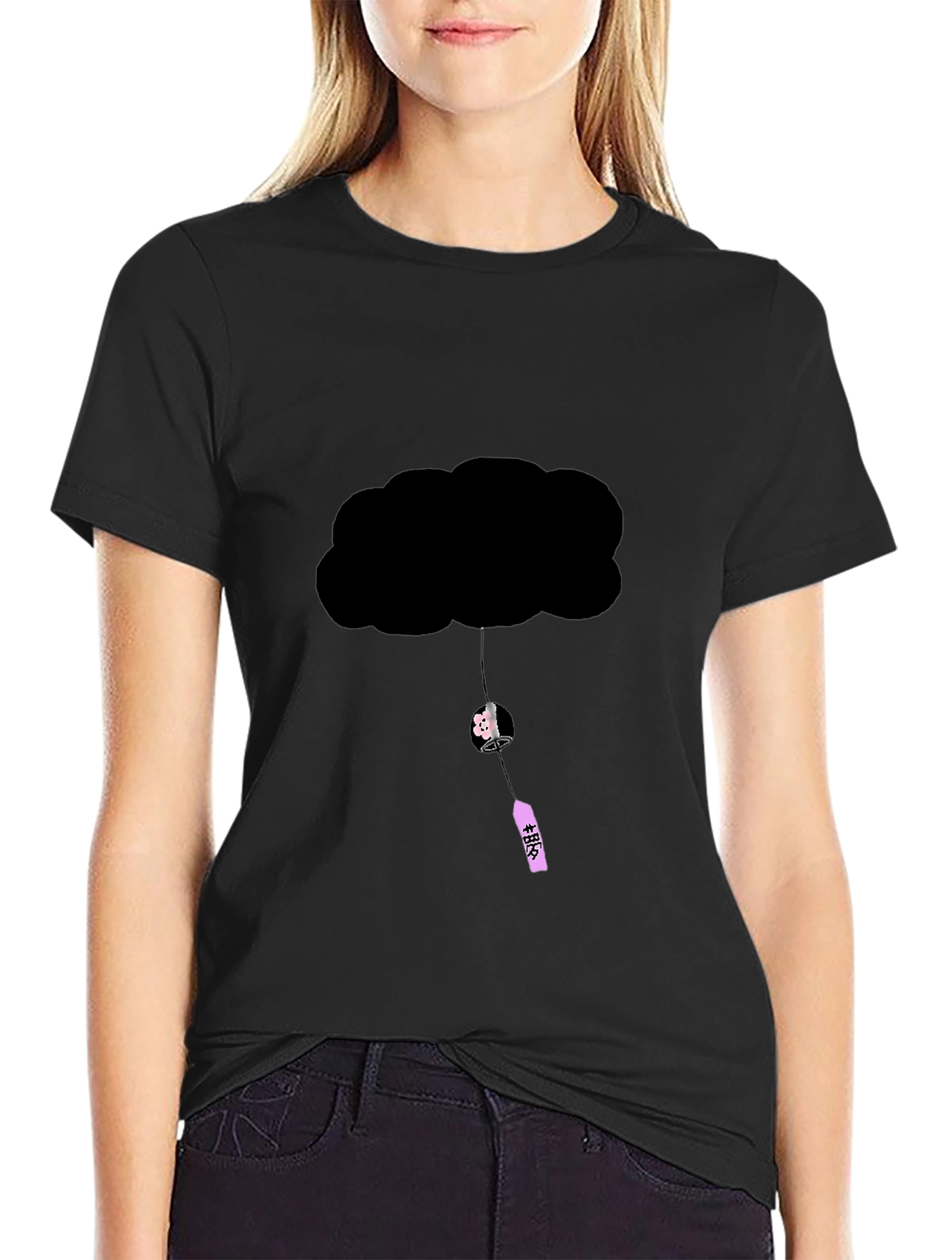 Black Cloud Humor Graphic T-Shirt