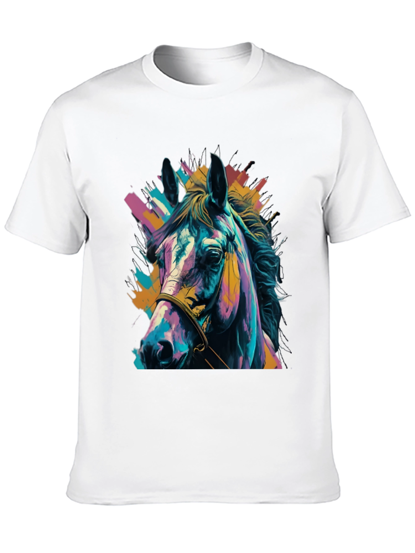Vibrant Horse Graphic Tee - Unisex Black T-Shirt