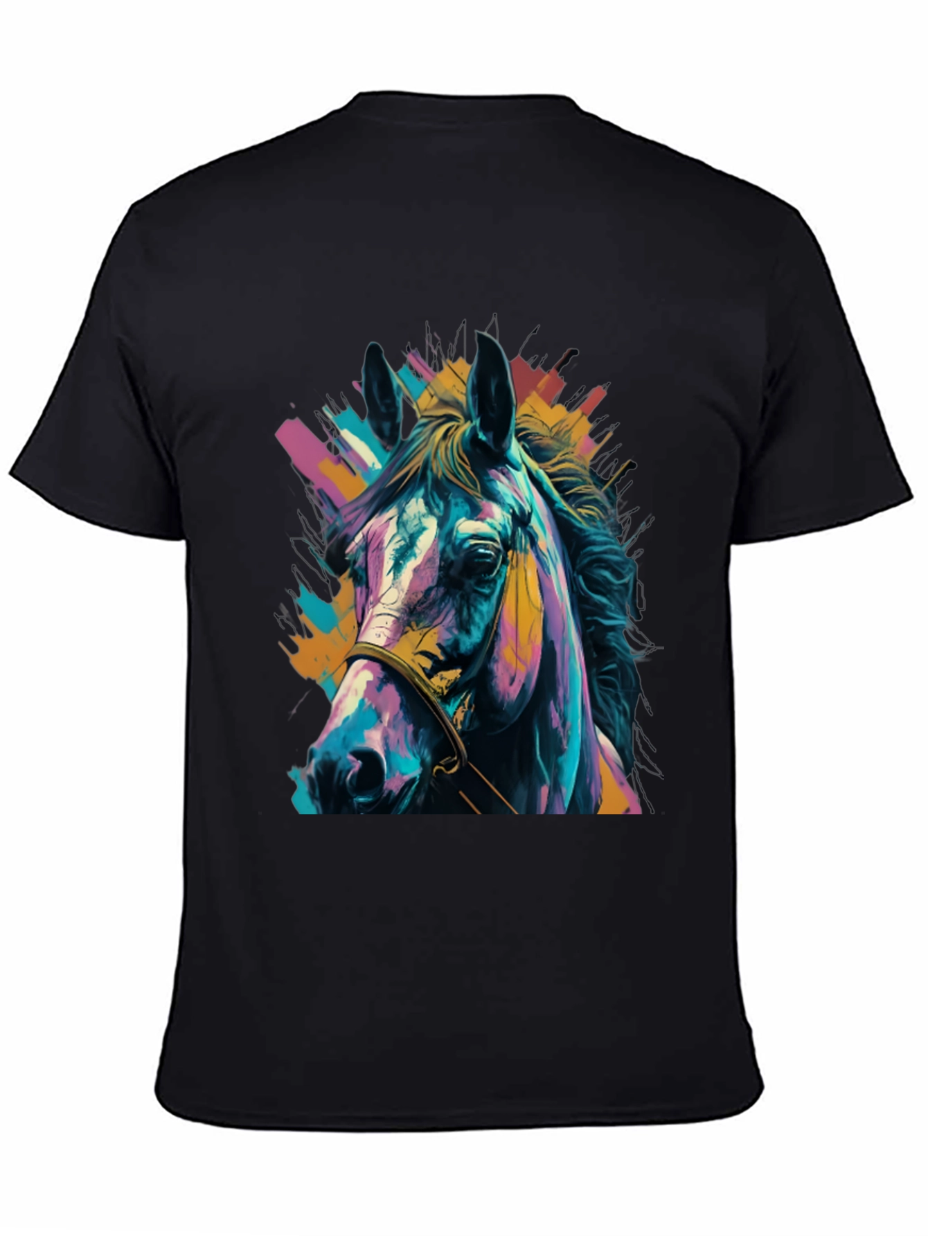 Vibrant Horse Graphic Tee - Unisex Black T-Shirt