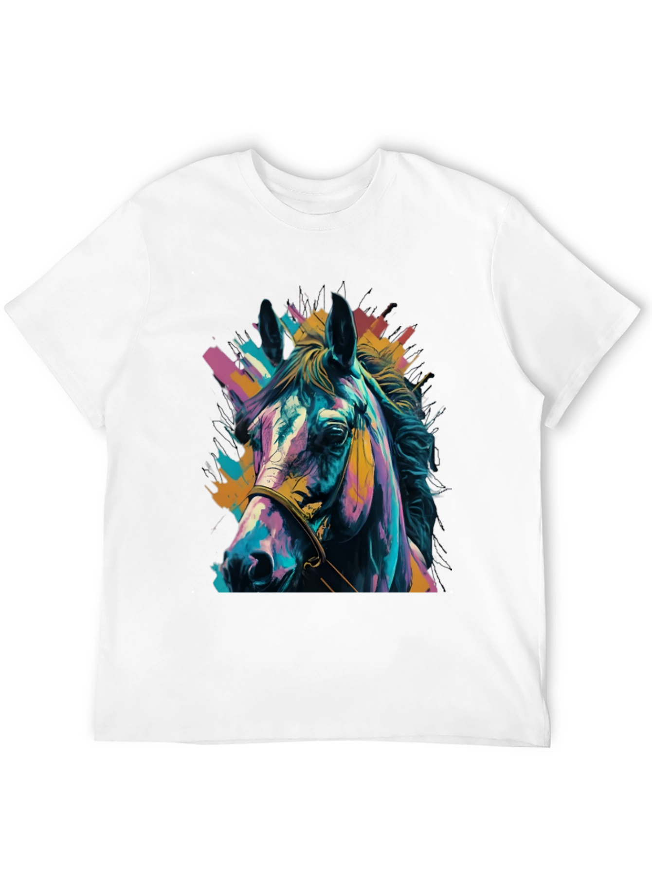Vibrant Horse Graphic Tee - Unisex Black T-Shirt