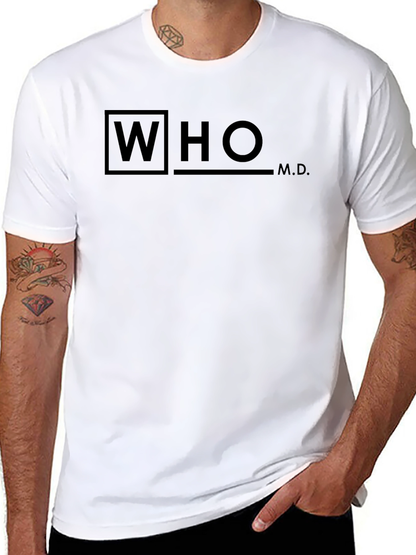 WHO M.D. Graphic Print Black T-Shirt