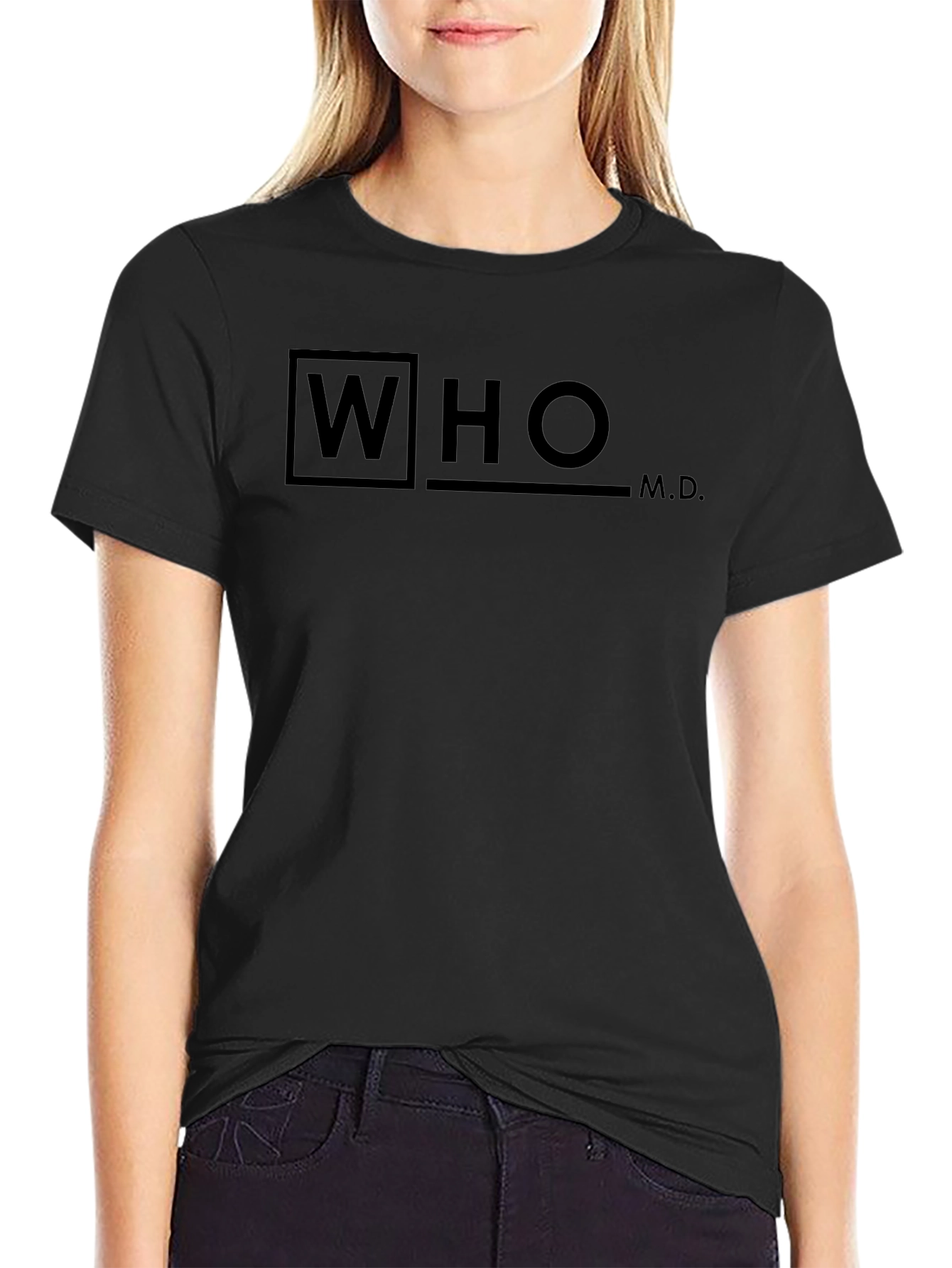 WHO M.D. Graphic Print Black T-Shirt