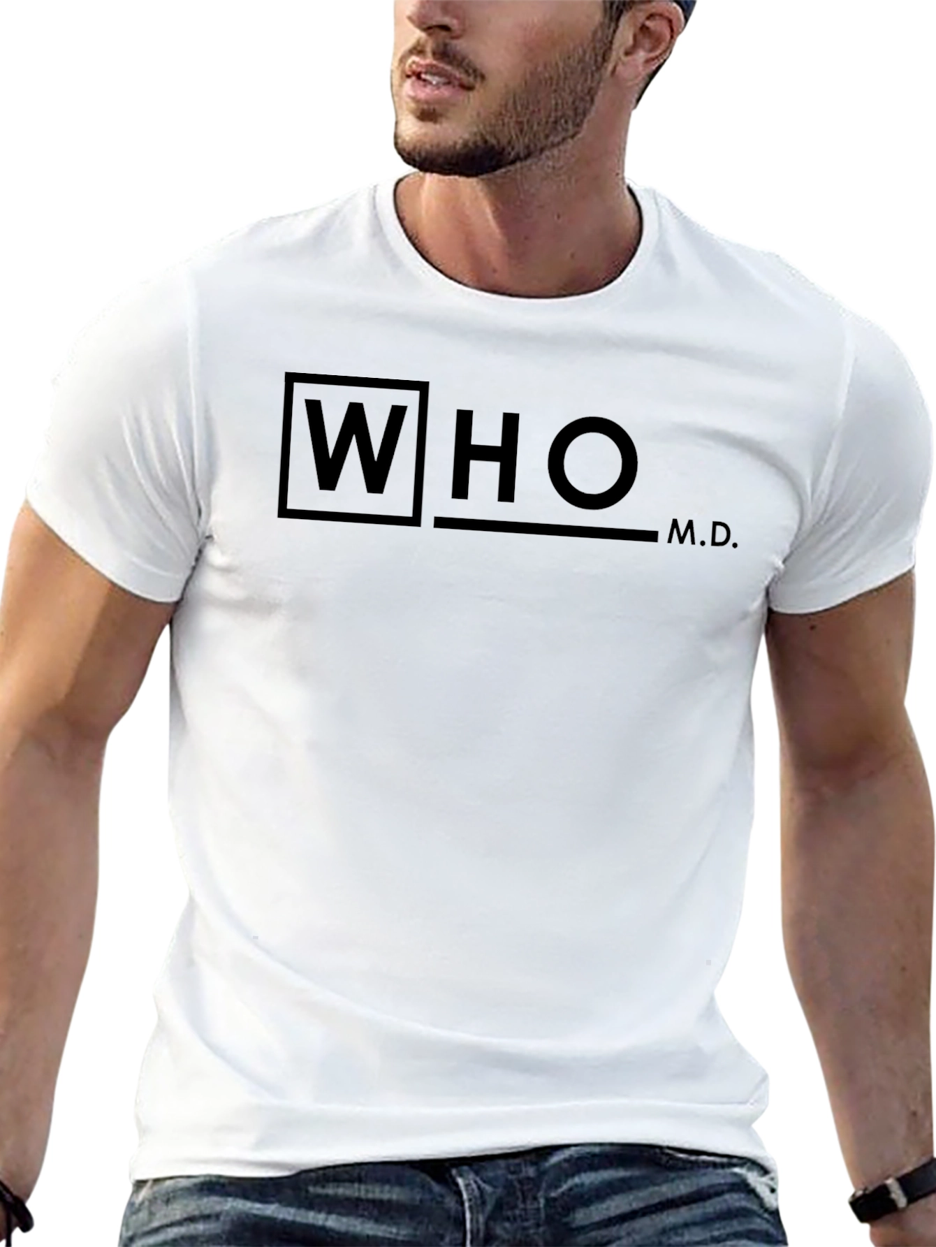 WHO M.D. Graphic Print Black T-Shirt