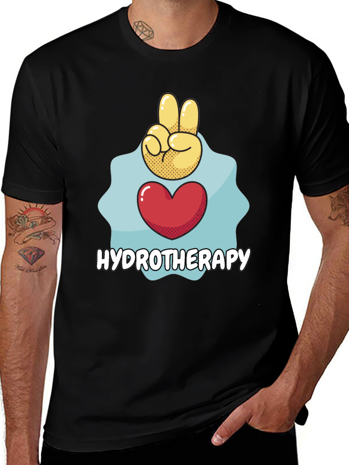 Hydrotherapy Heart Peace Sign Graphic T-Shirt