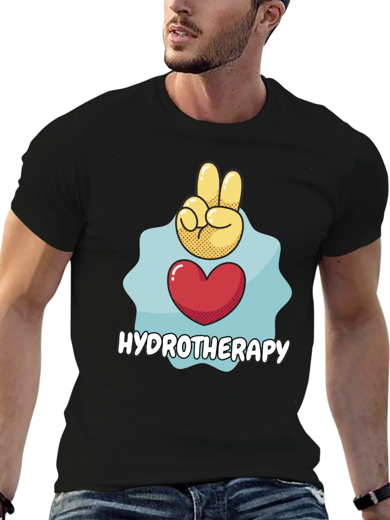 Hydrotherapy Heart Peace Sign Graphic T-Shirt