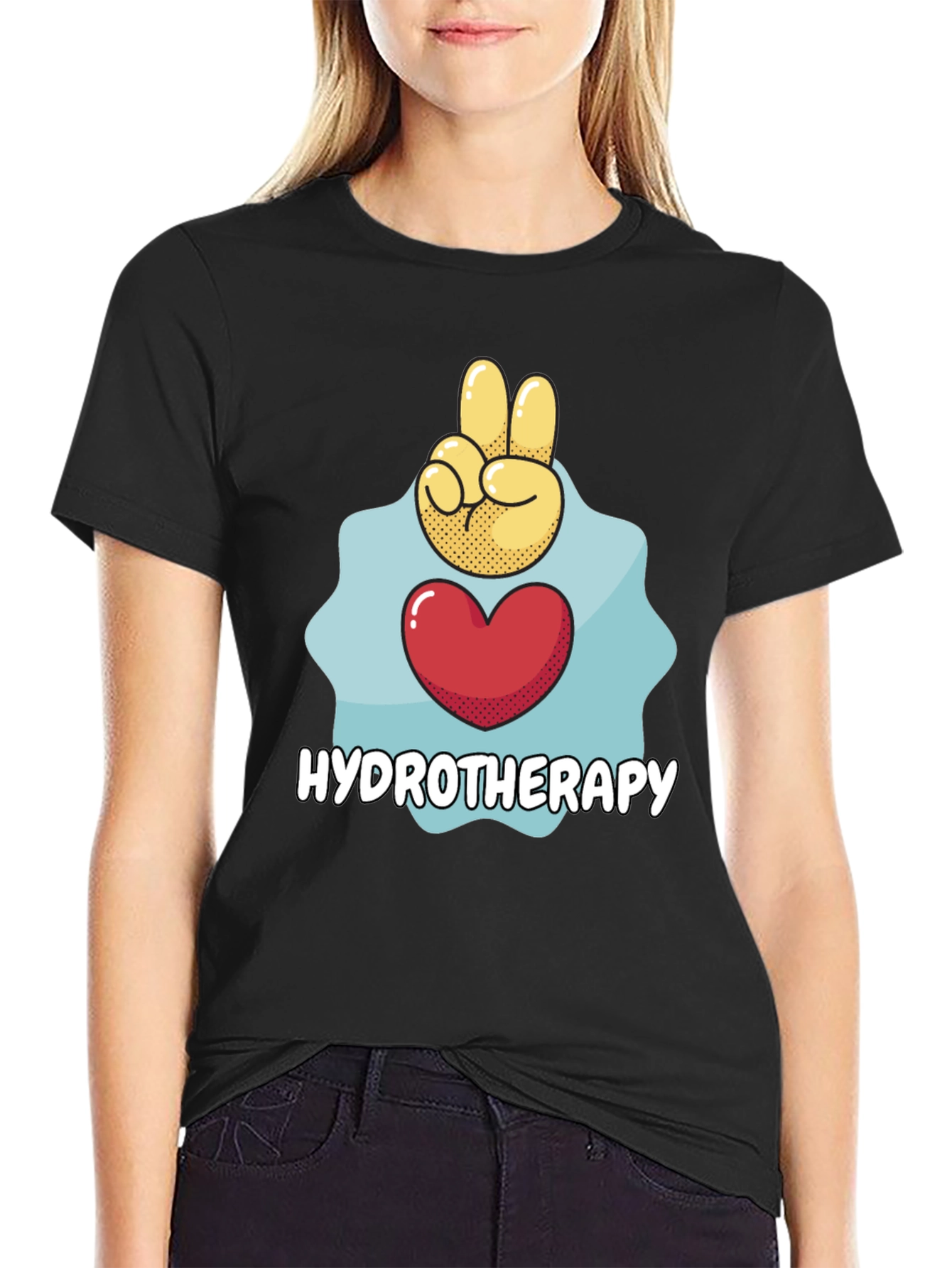 Hydrotherapy Heart Peace Sign Graphic T-Shirt