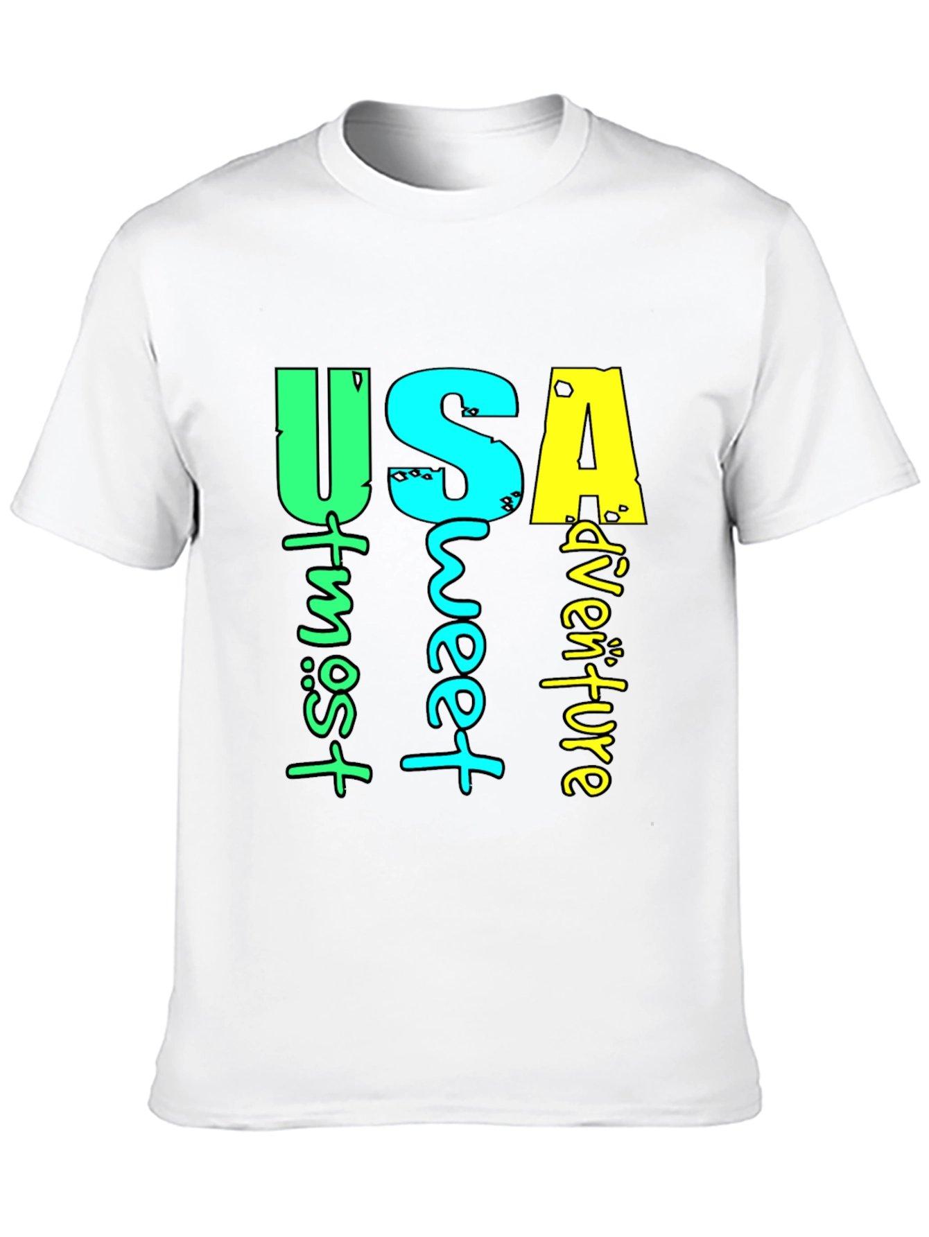 USA Adventure Graphic Print Black T-Shirt