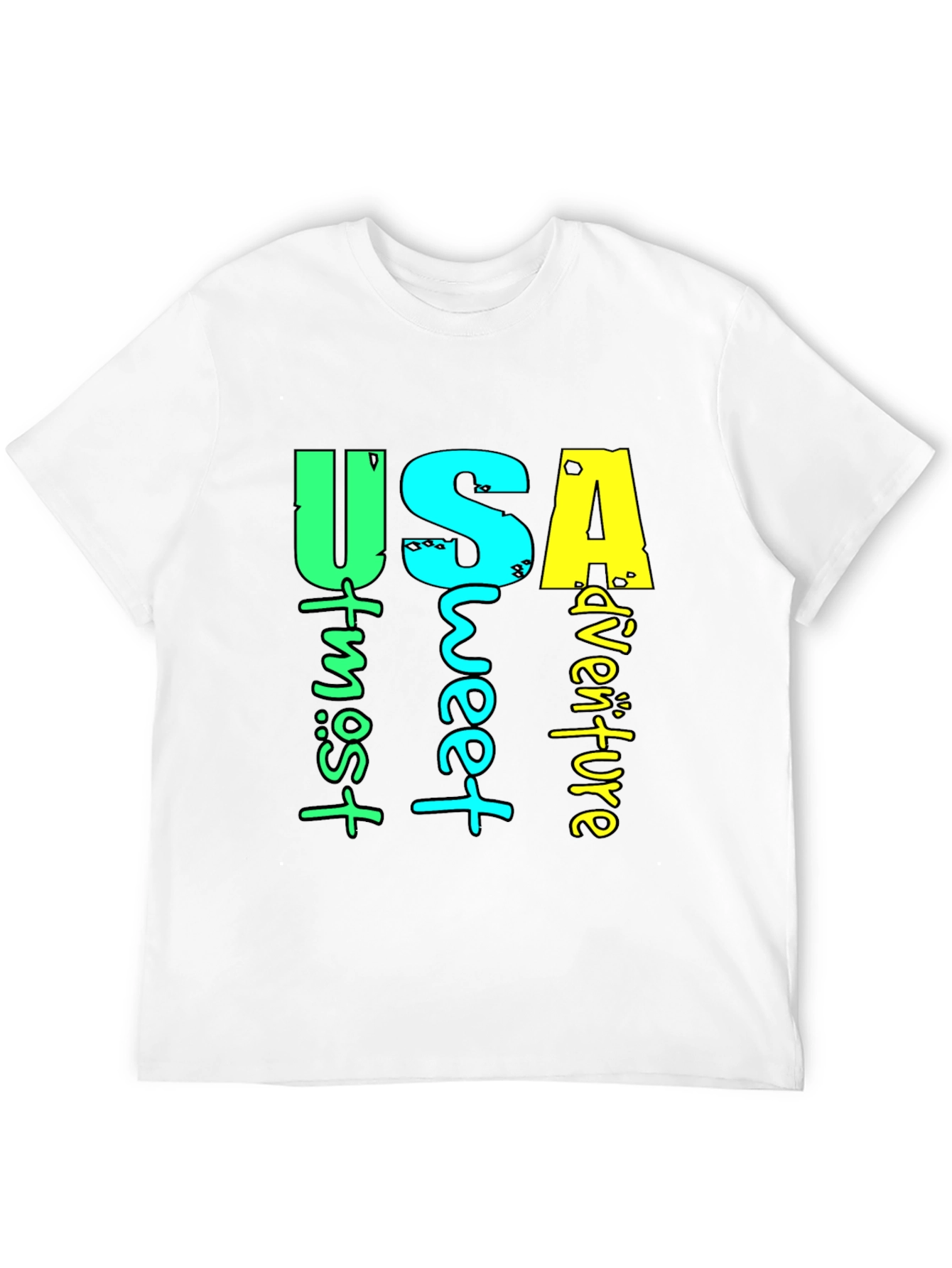 USA Adventure Graphic Print Black T-Shirt