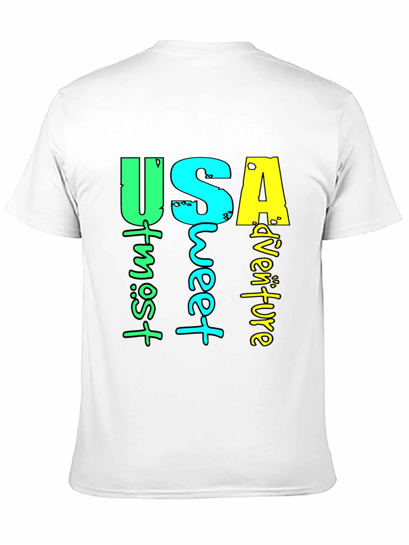 USA Adventure Graphic Print Black T-Shirt