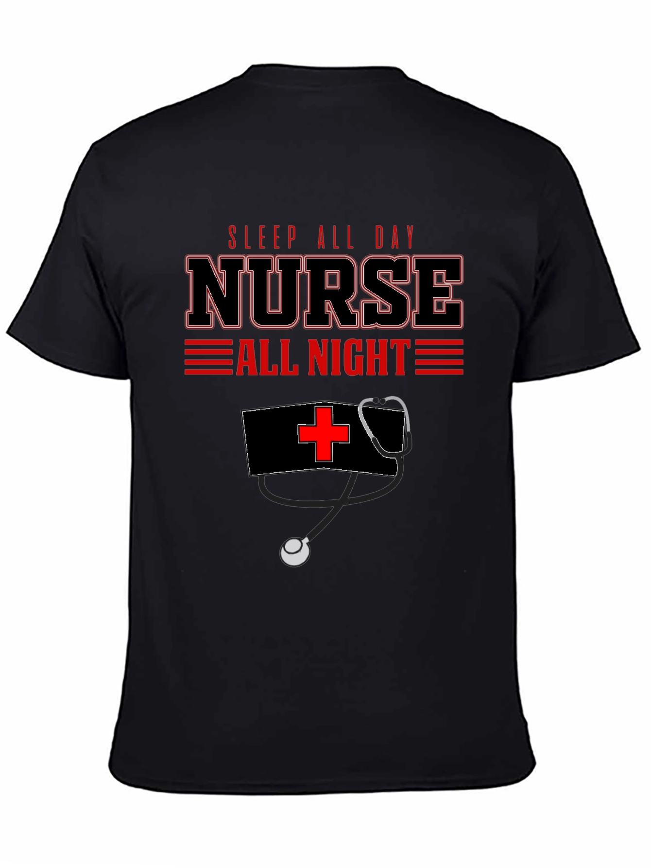 Nurse All Day/All Night Black Graphic T-Shirt