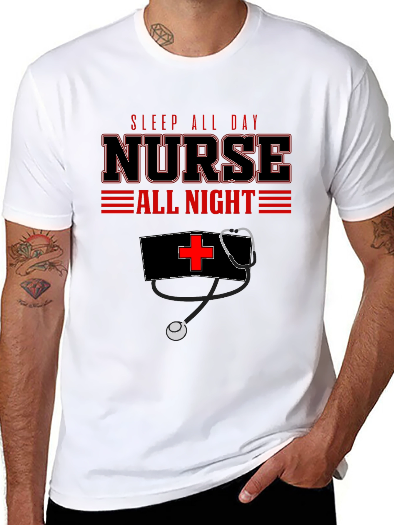 Nurse All Day/All Night Black Graphic T-Shirt