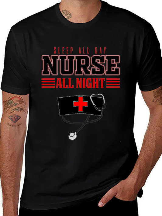 Nurse All Day/All Night Black Graphic T-Shirt