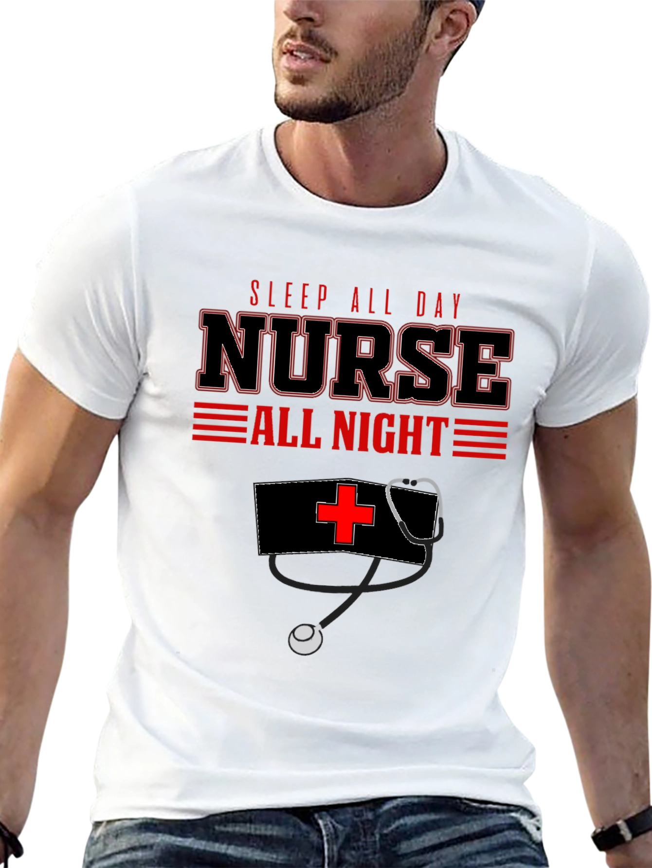 Nurse All Day/All Night Black Graphic T-Shirt