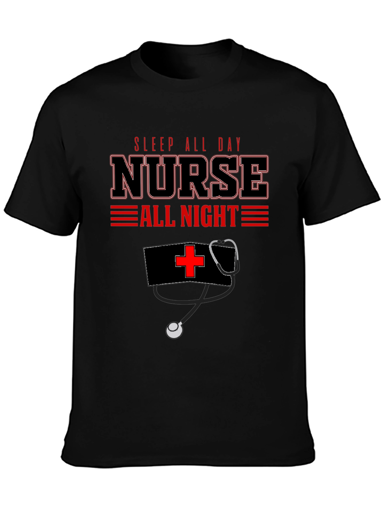 Nurse All Day/All Night Black Graphic T-Shirt