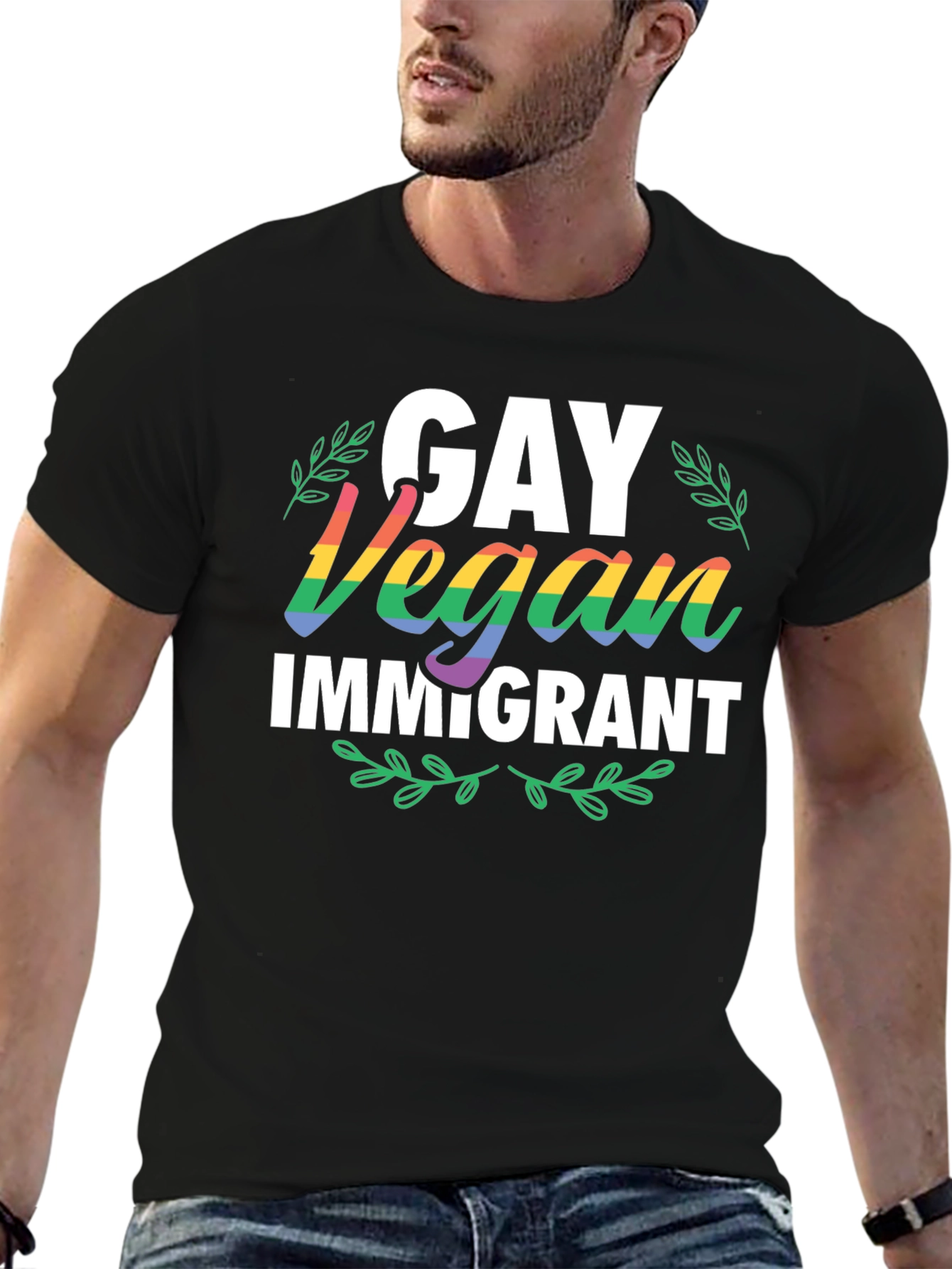 Gay Vegan Immigrant Graphic T-Shirt