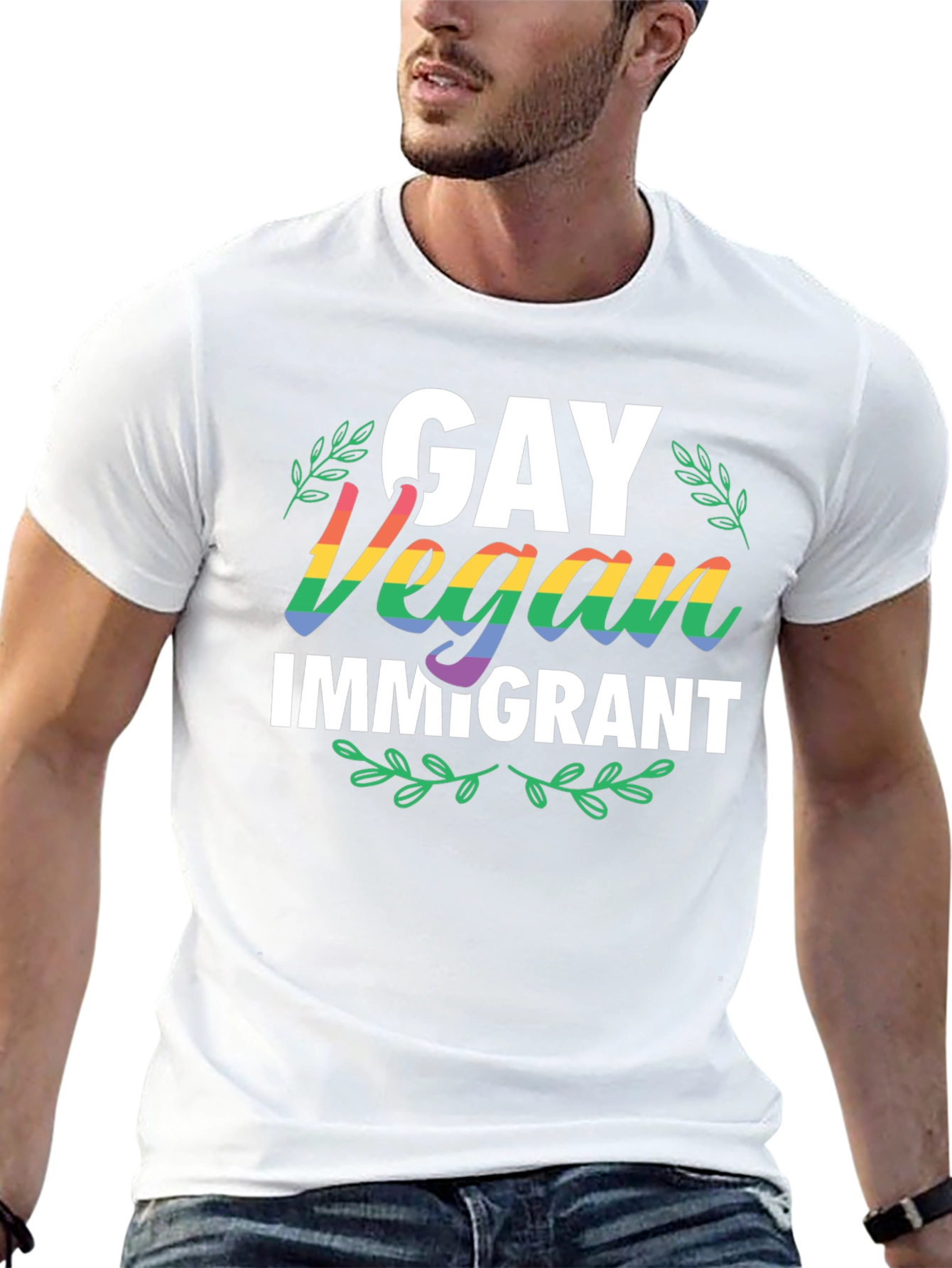 Gay Vegan Immigrant Graphic T-Shirt