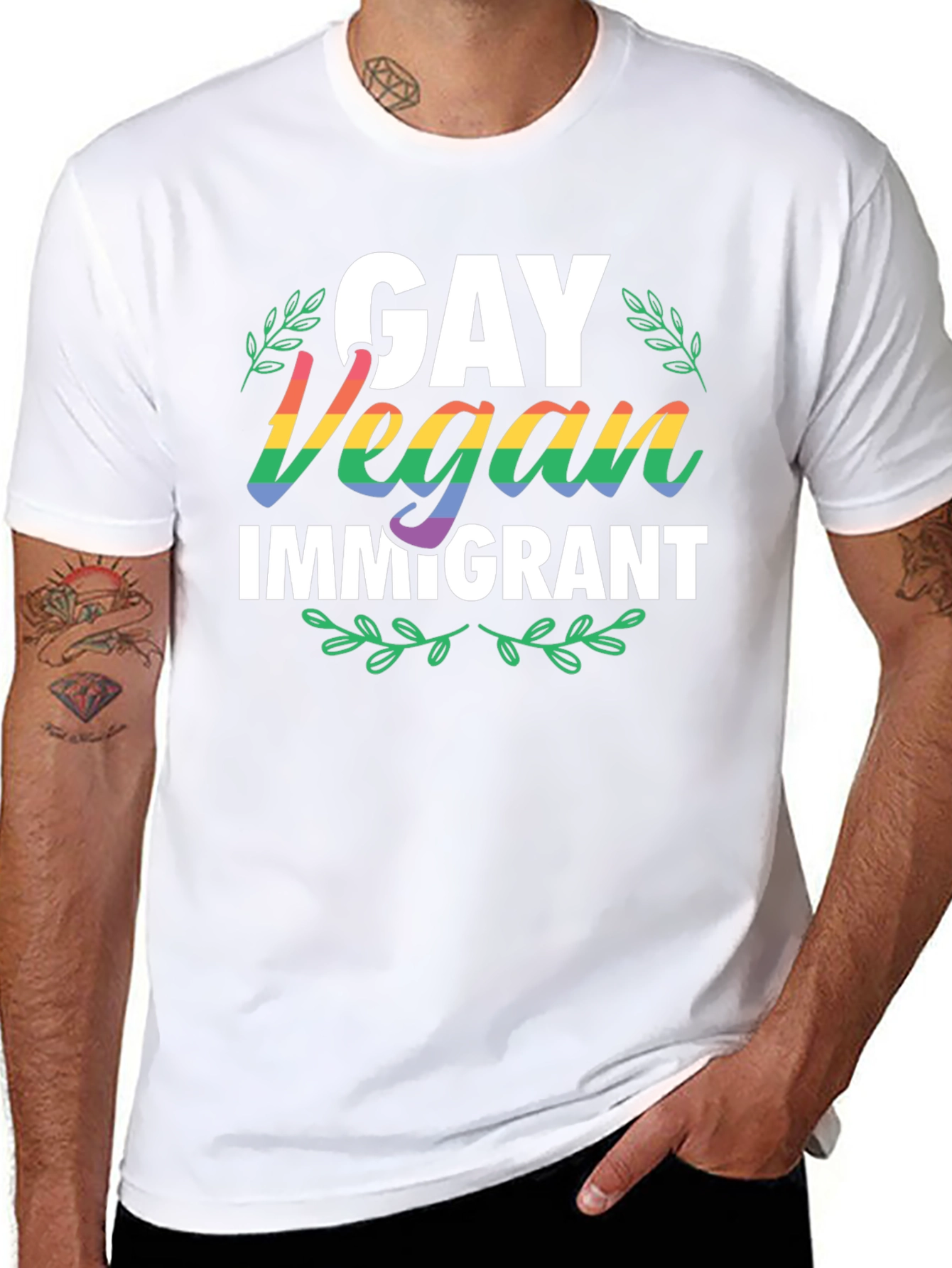 Gay Vegan Immigrant Graphic T-Shirt