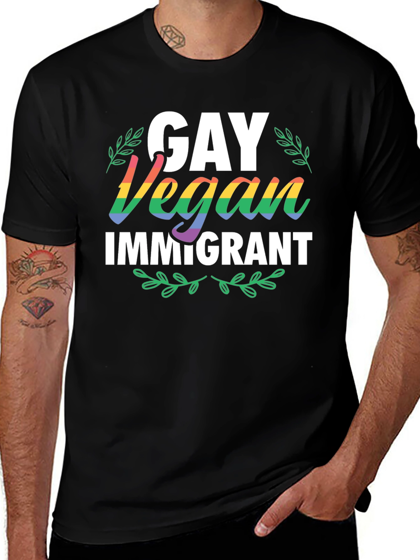 Gay Vegan Immigrant Graphic T-Shirt