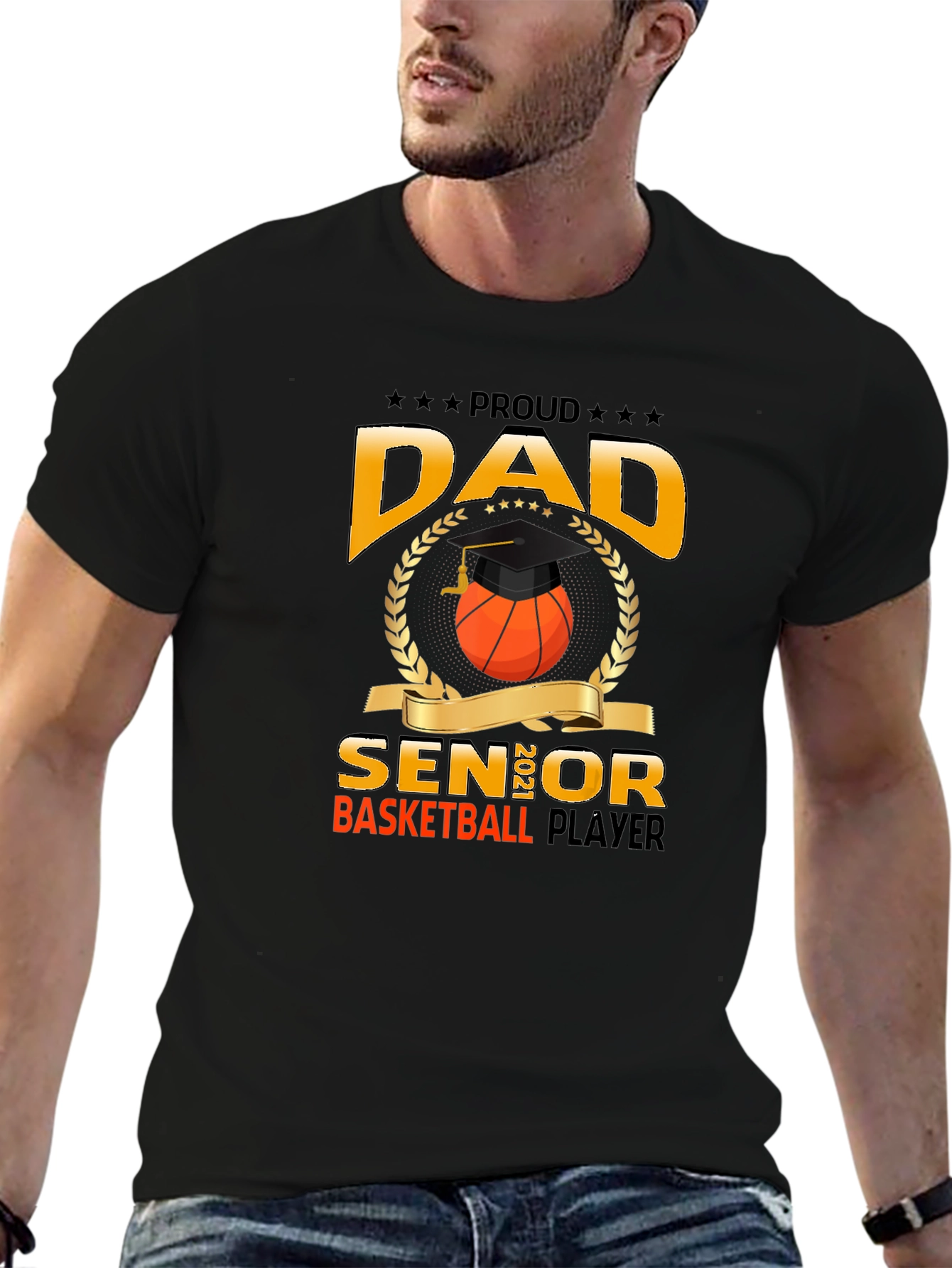 Proud Dad Senior Basketball Player Graphic T-Shirt