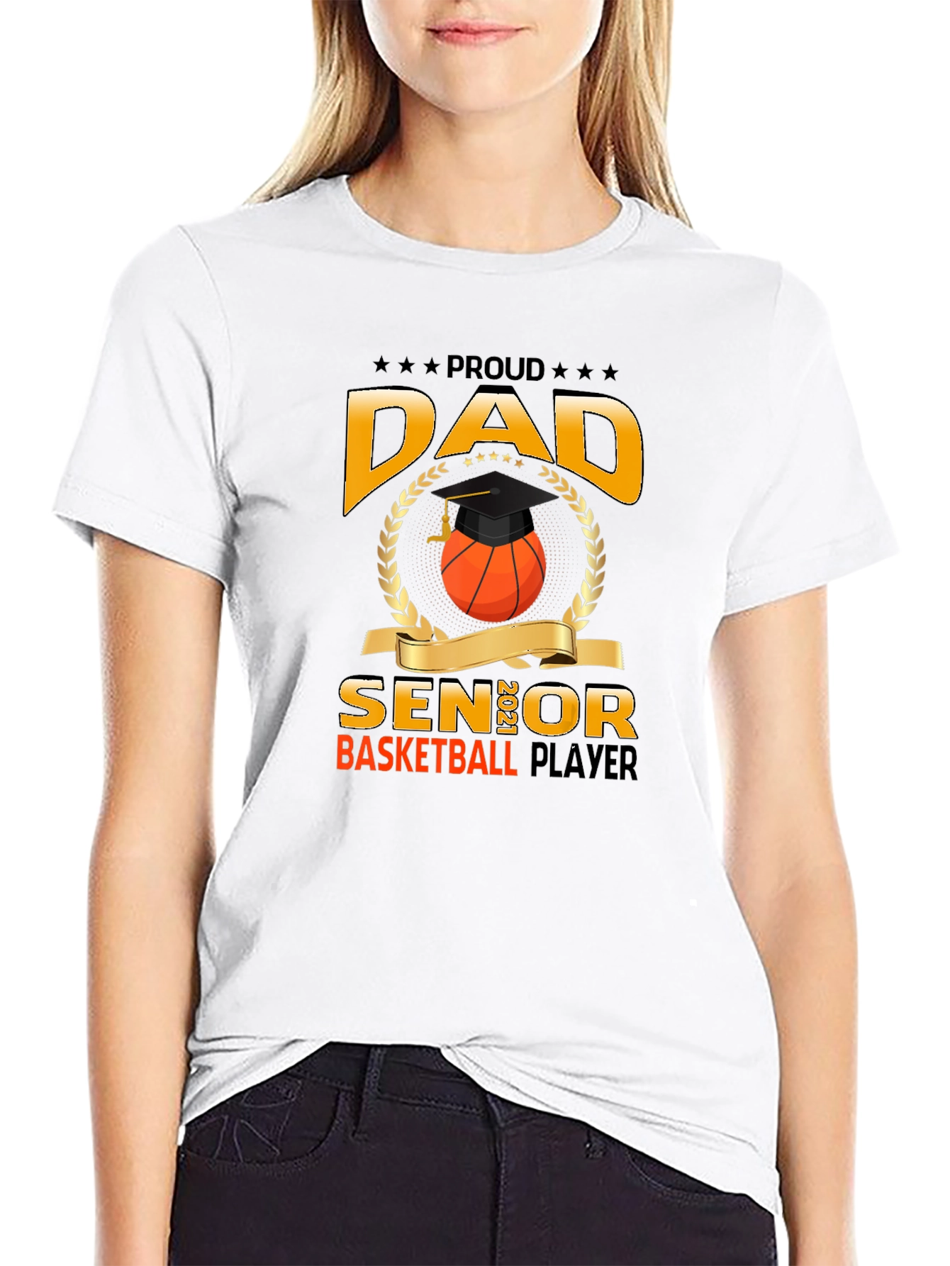 Proud Dad Senior Basketball Player Graphic T-Shirt