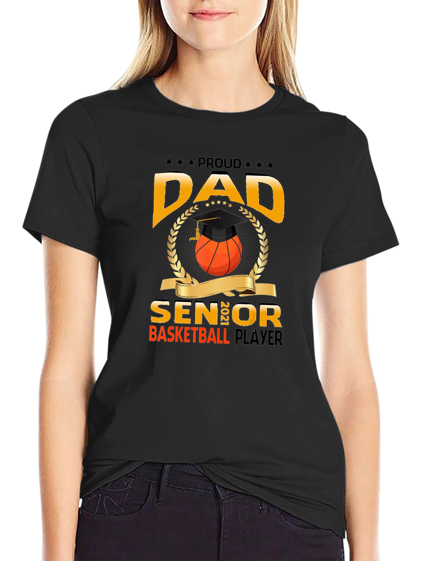 Proud Dad Senior Basketball Player Graphic T-Shirt