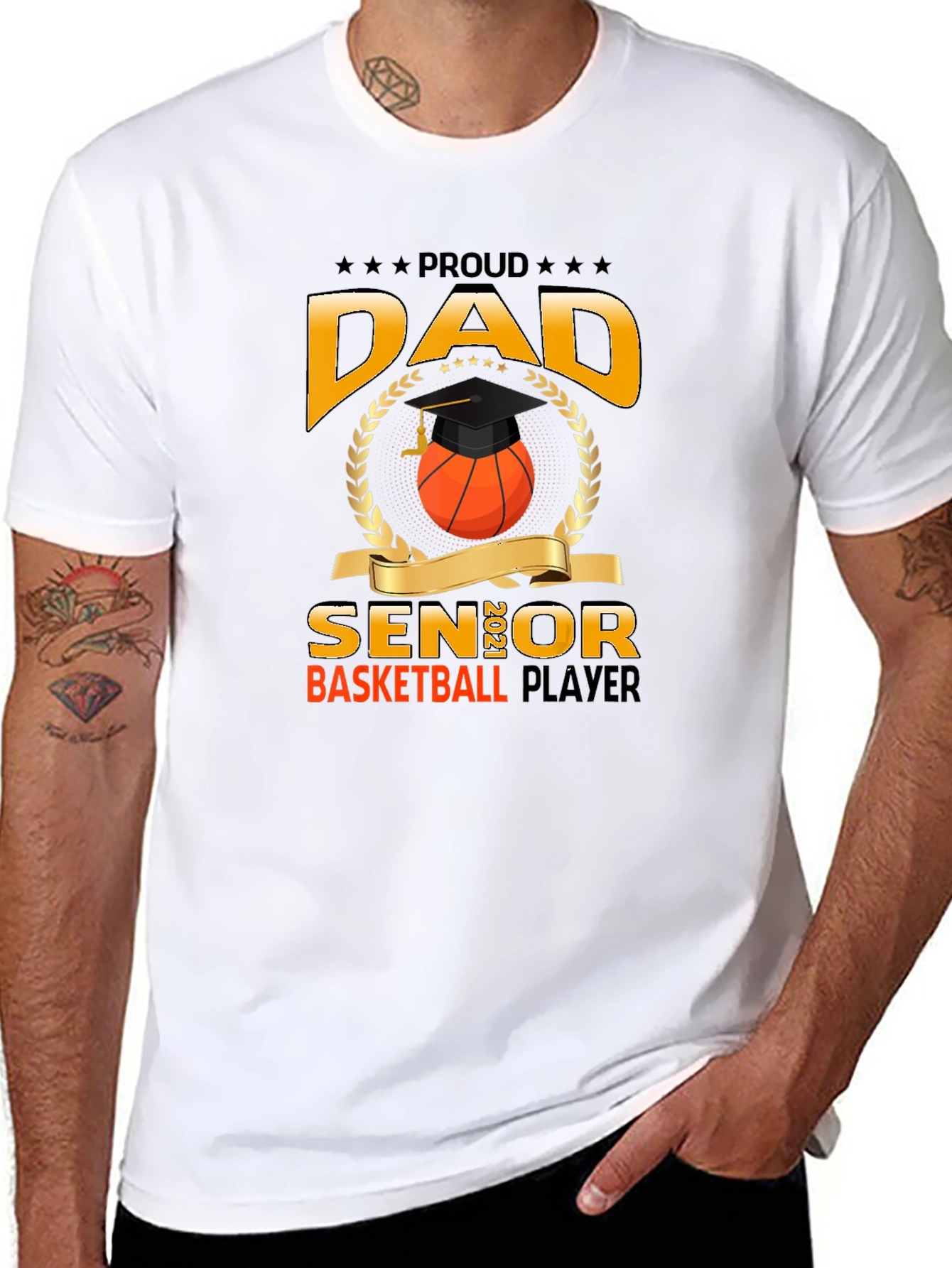 Proud Dad Senior Basketball Player Graphic T-Shirt