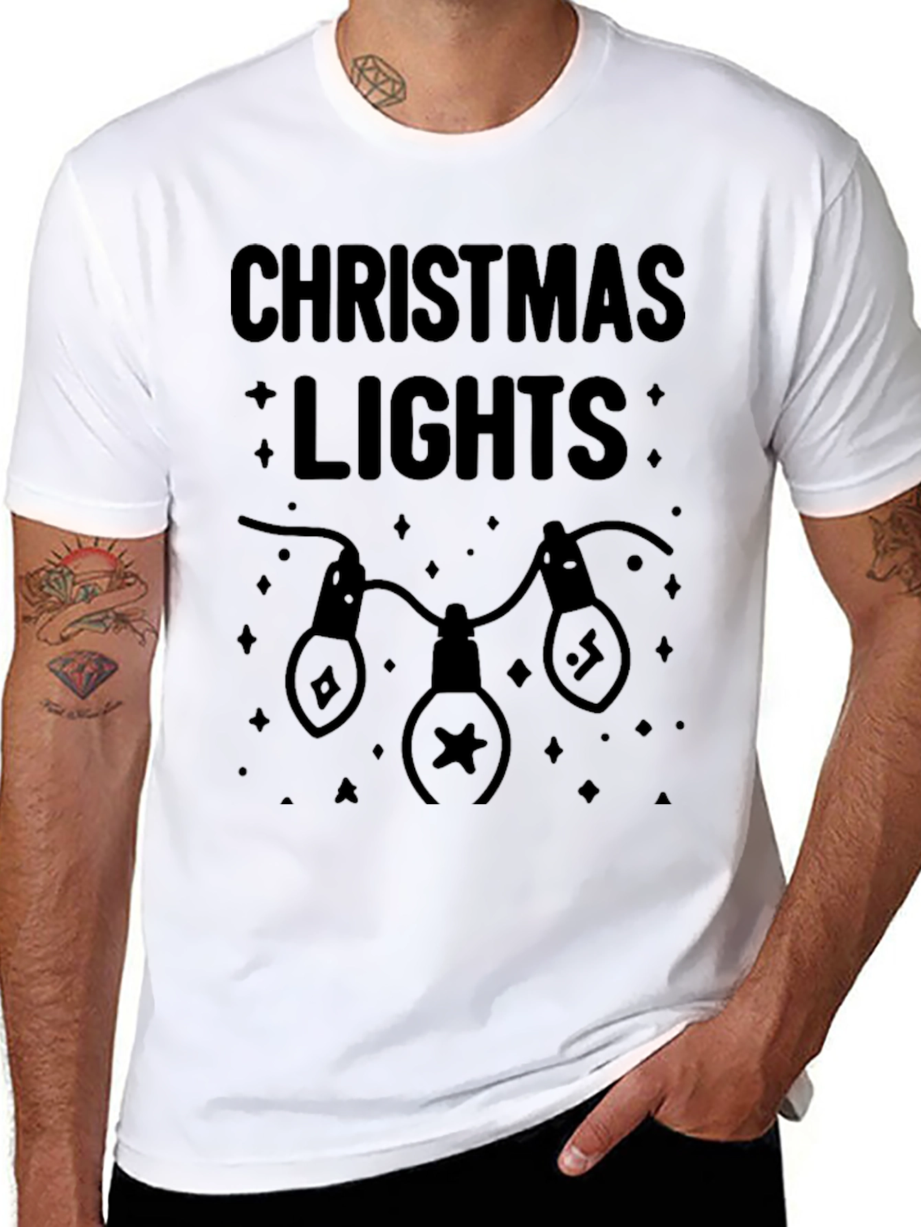 Christmas Lights Graphic Tee - Holiday Festive T-Shirt