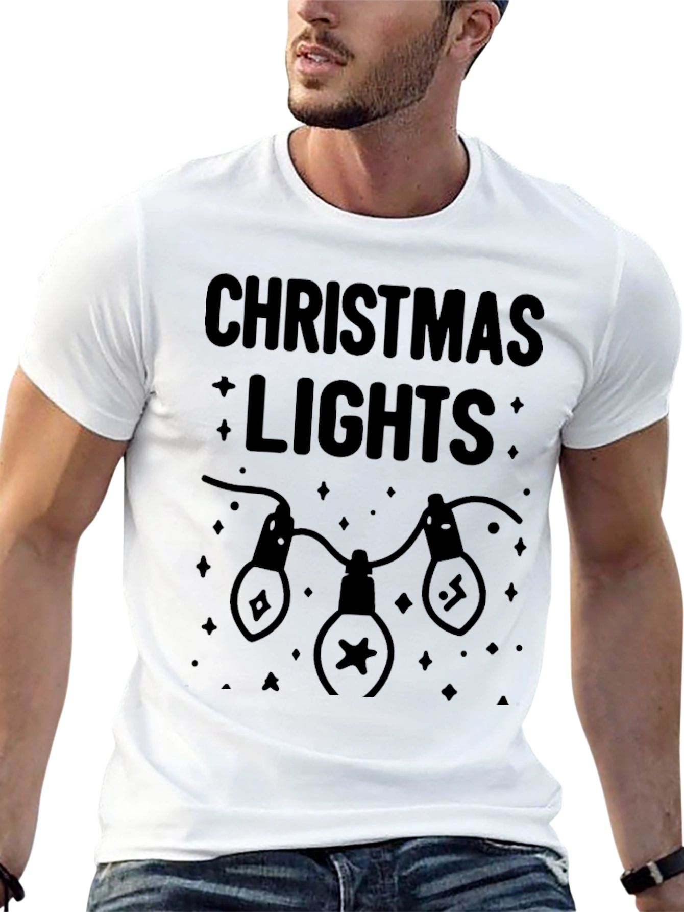 Christmas Lights Graphic Tee - Holiday Festive T-Shirt