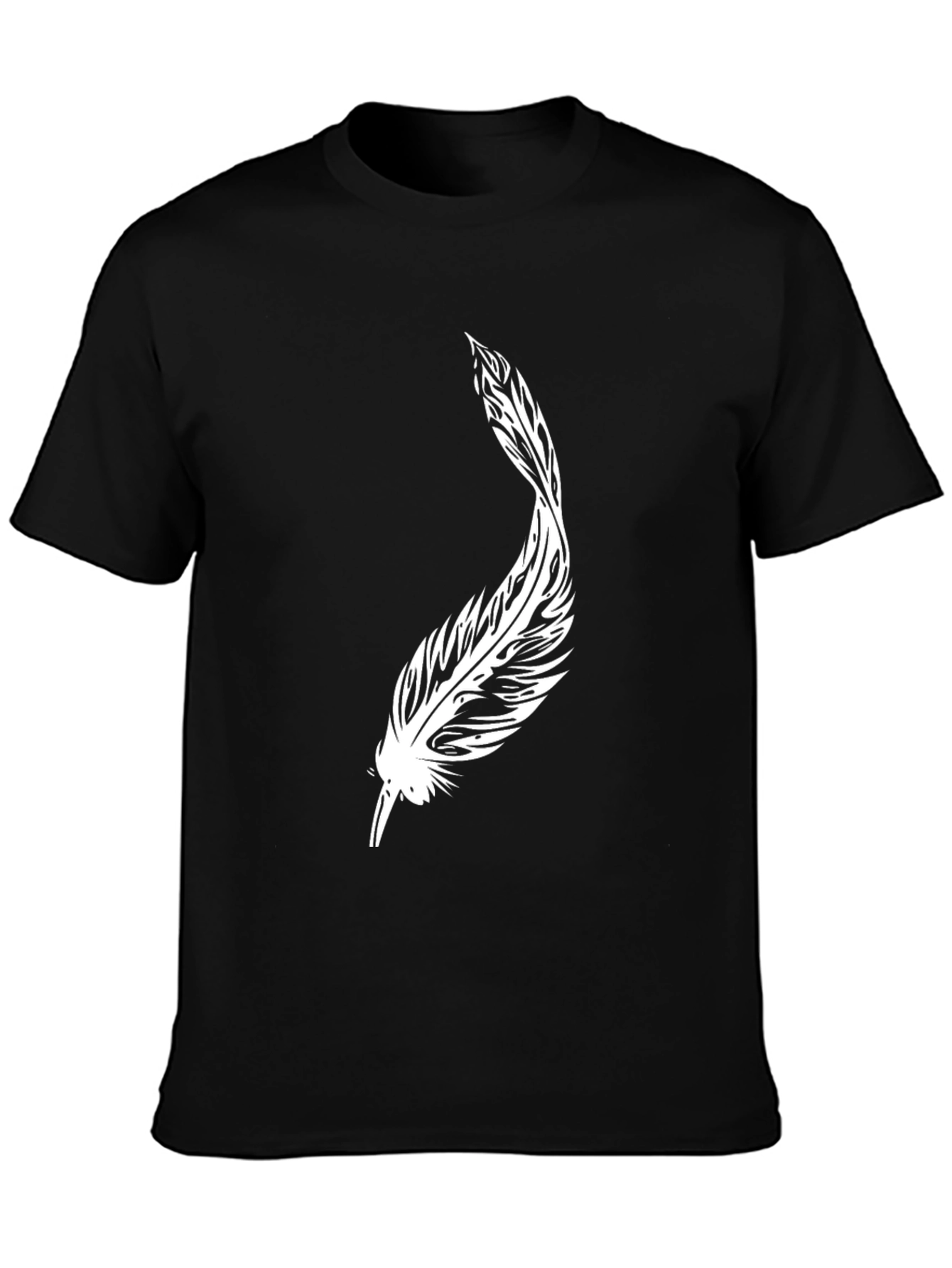 Feather Graphic Black T-Shirt - Casual Mens Style