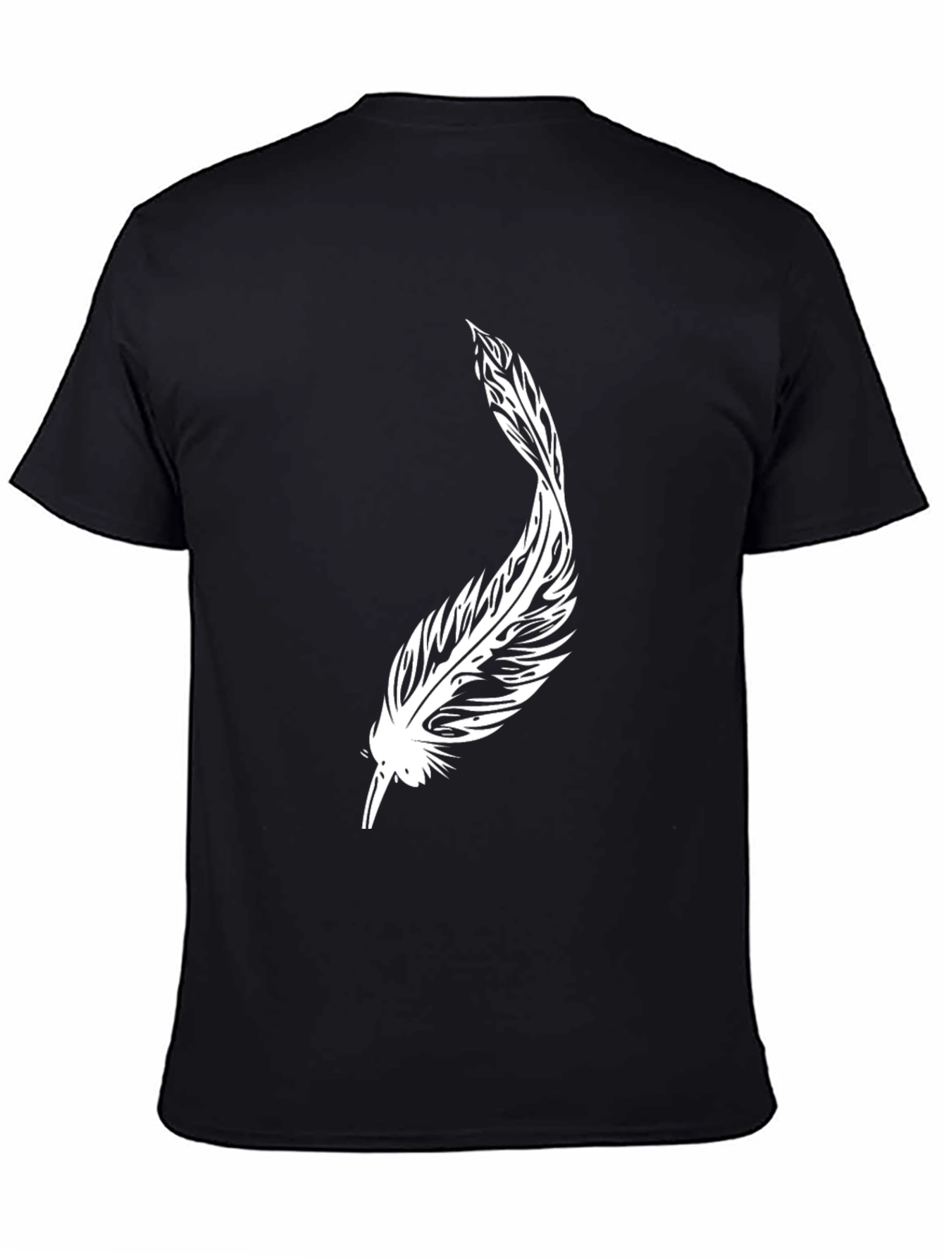 Feather Graphic Black T-Shirt - Casual Mens Style