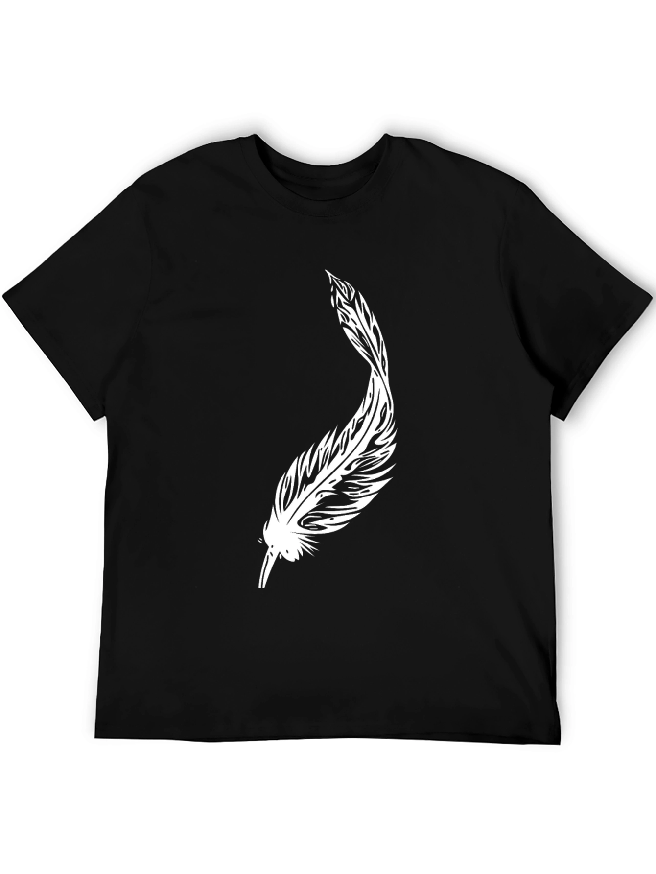 Feather Graphic Black T-Shirt - Casual Mens Style