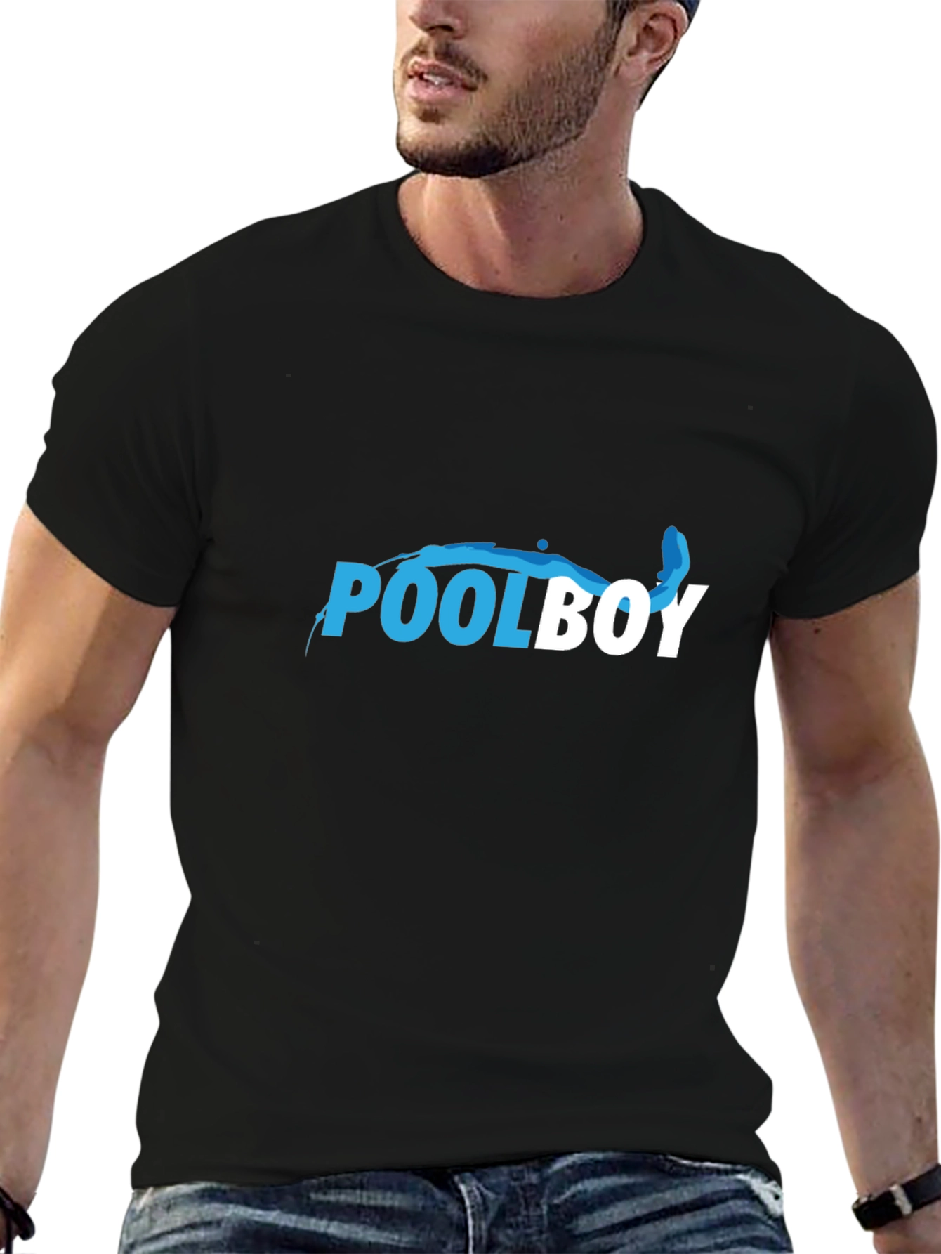 Pool Boy Graphic Tee - Black Casual T-Shirt