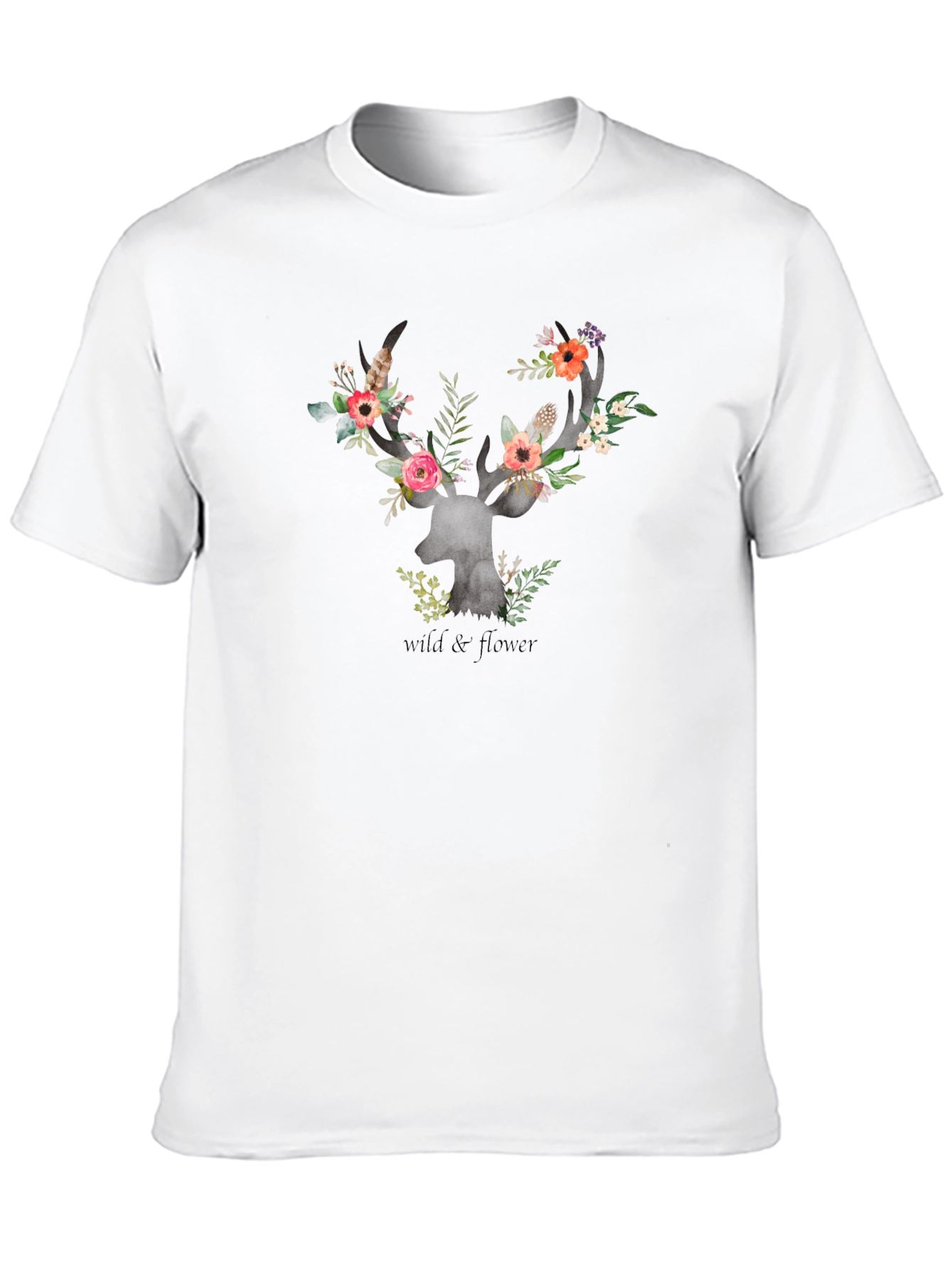 Wildflower Deer Graphic Tee - Stylish Unisex T-Shirt