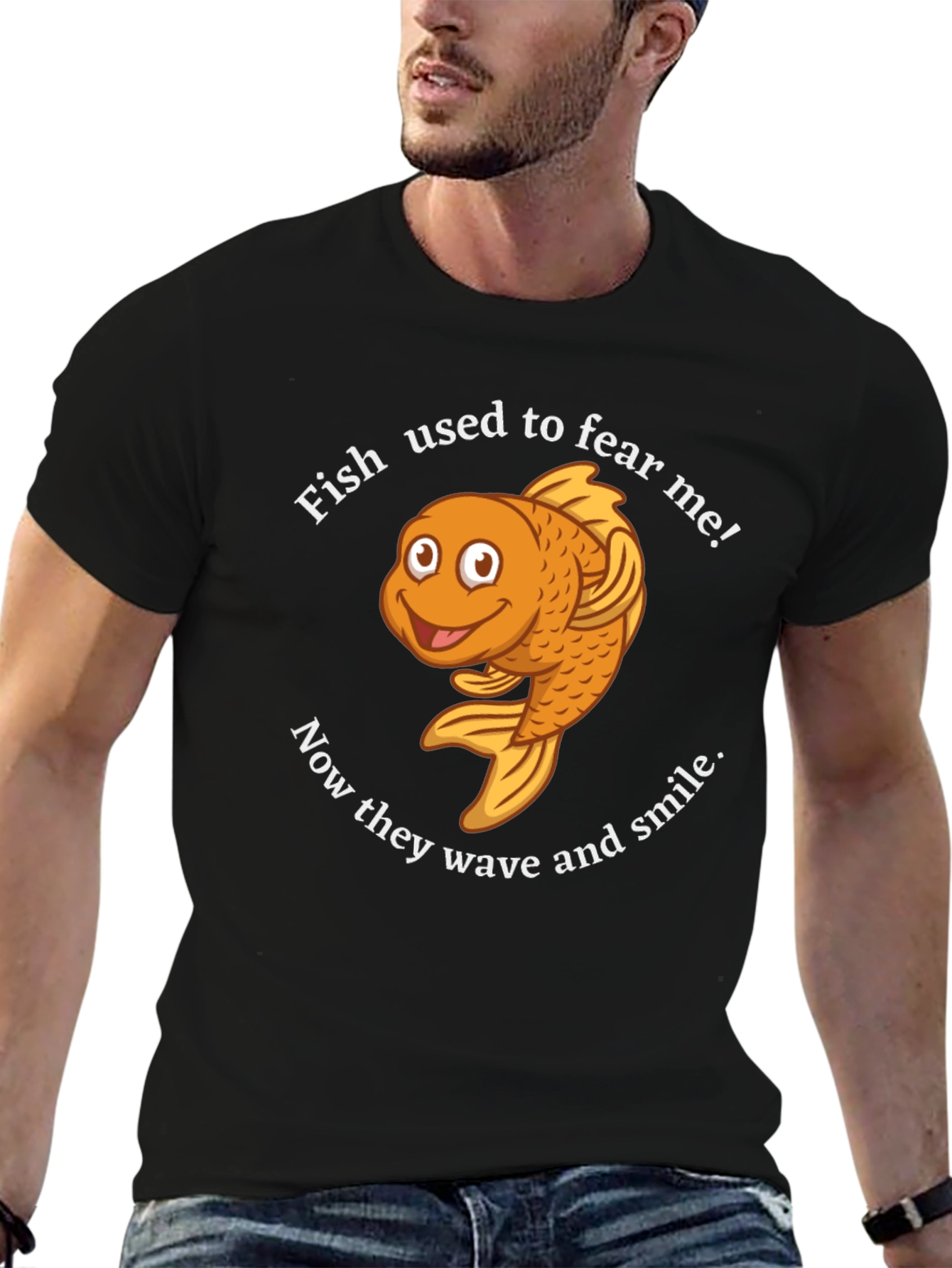 Funny Fish Graphic T-Shirt - They Wave and Smile!