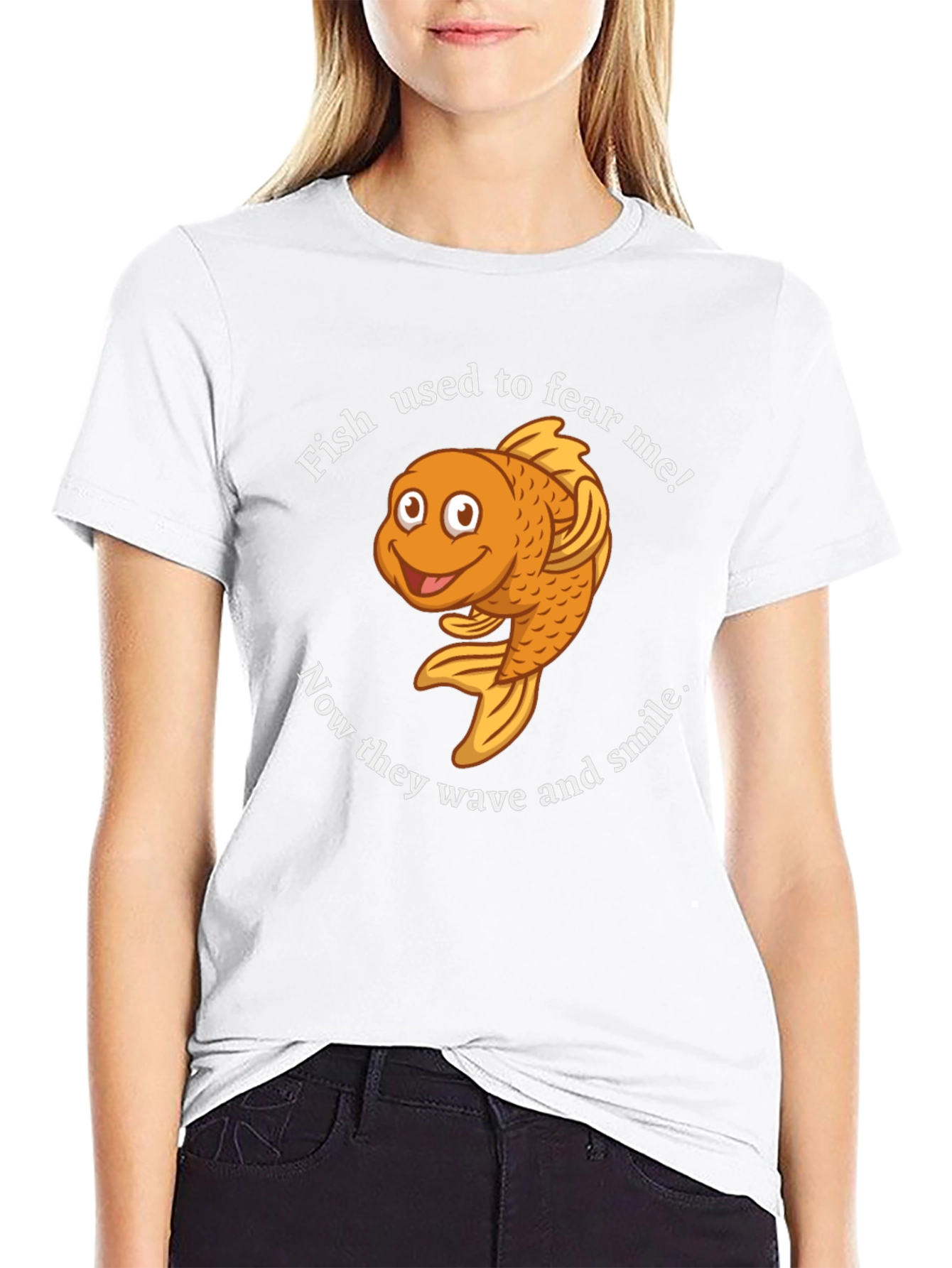 Funny Fish Graphic T-Shirt - They Wave and Smile!