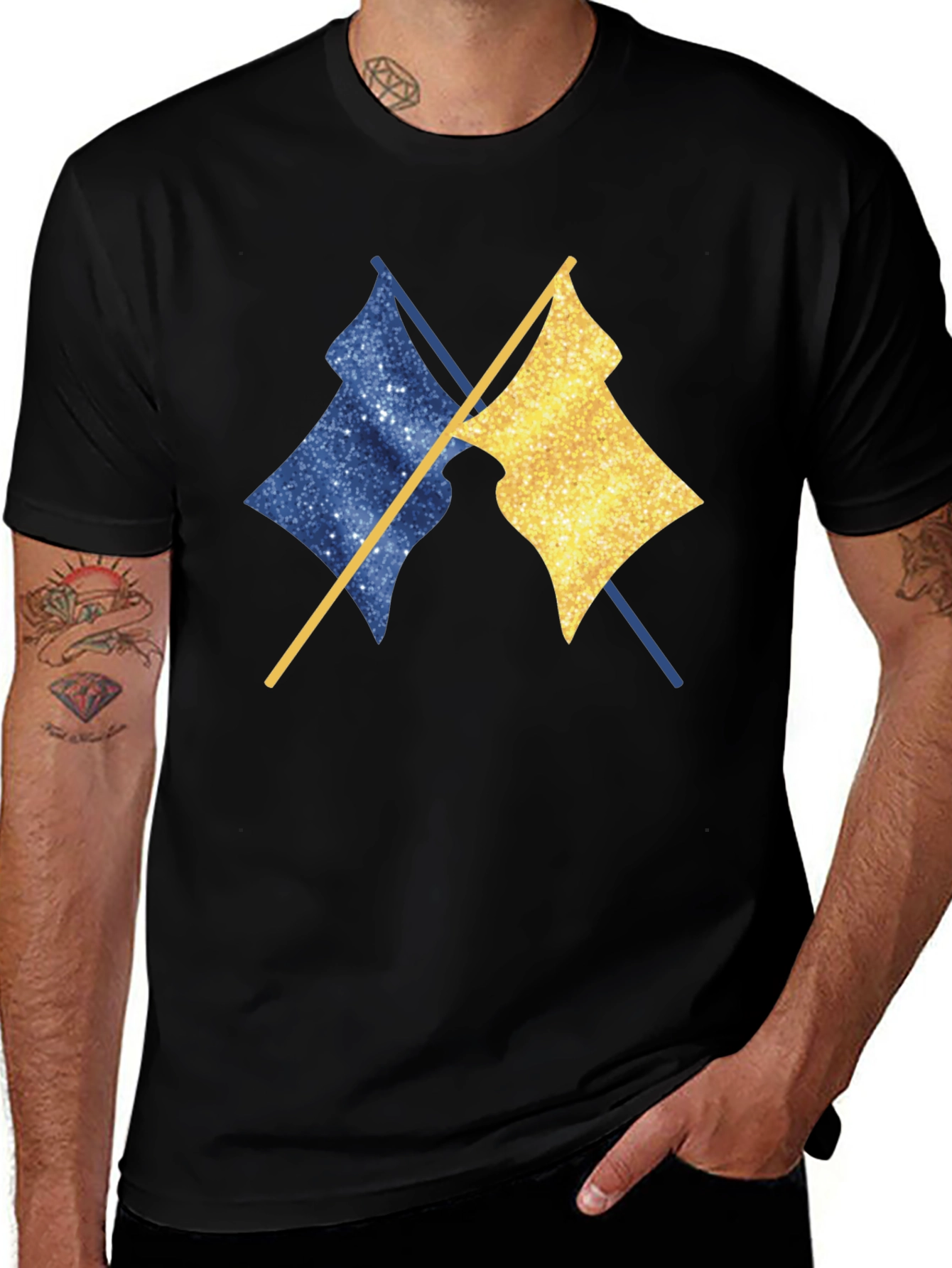 Dual Flag Graphic Tee - Trendy Casual Wear
