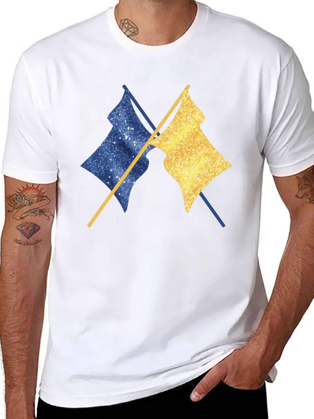 Dual Flag Graphic Tee - Trendy Casual Wear