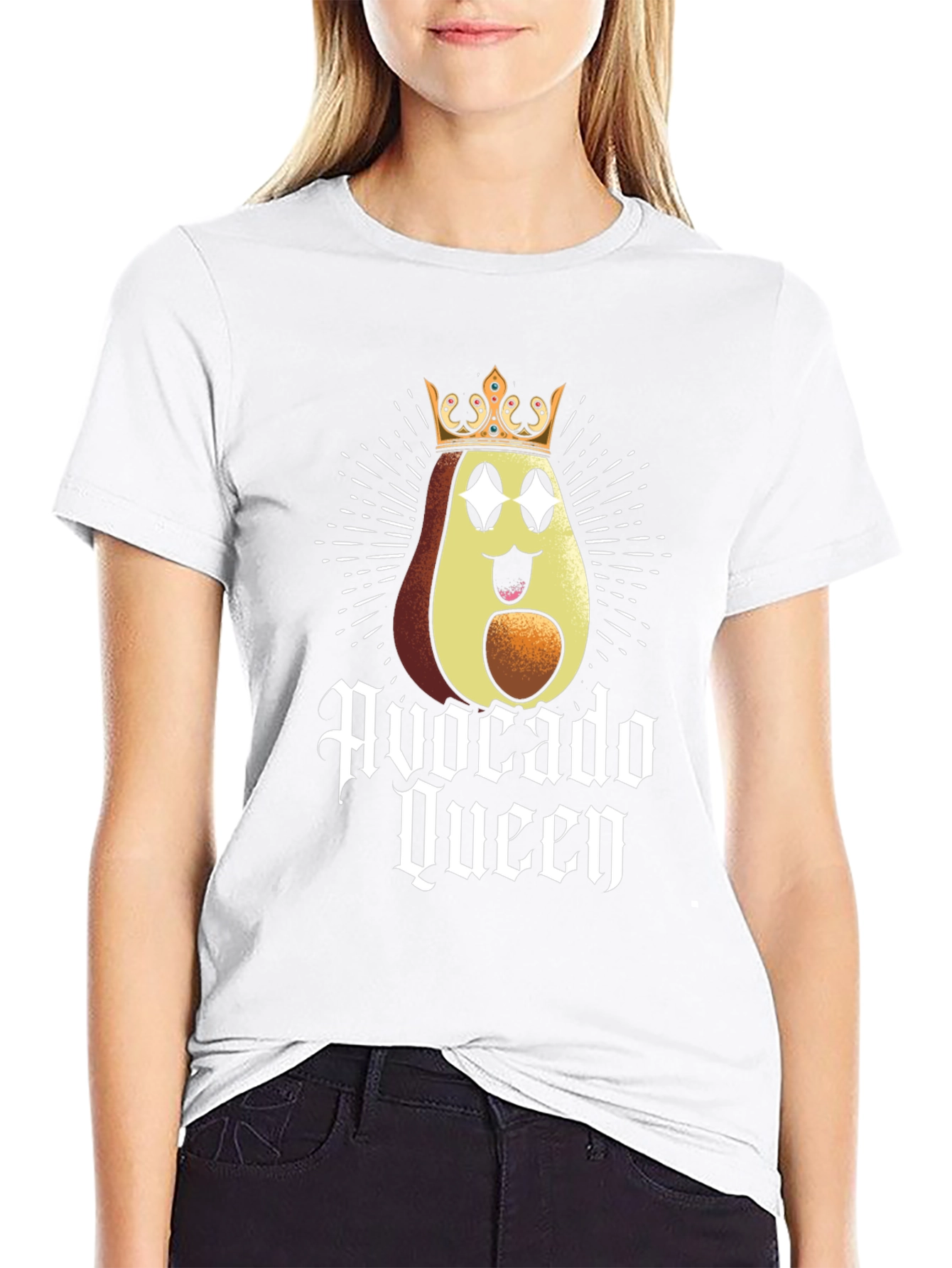 Avocado Queen Graphic Tee - Black Cotton T-Shirt