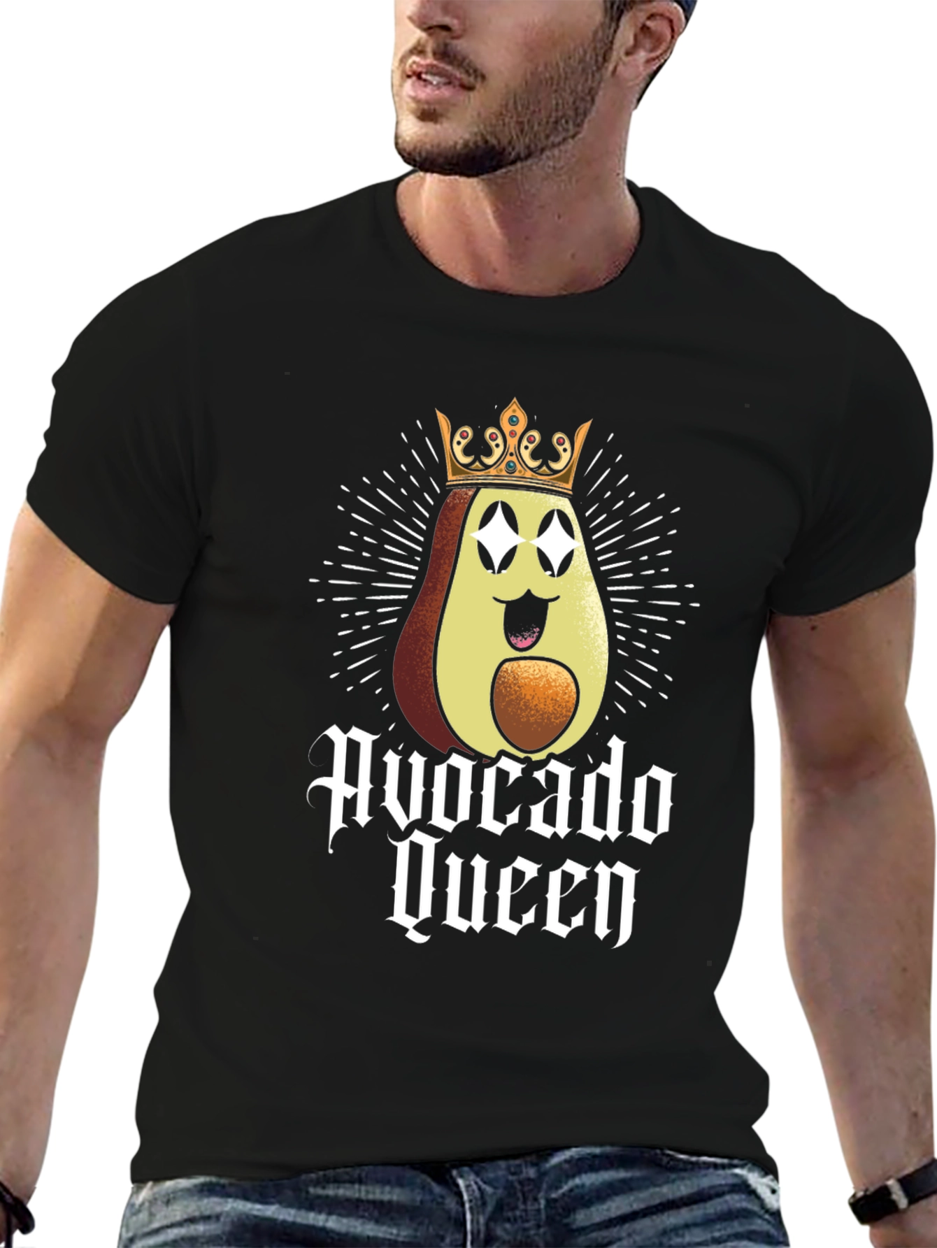 Avocado Queen Graphic Tee - Black Cotton T-Shirt