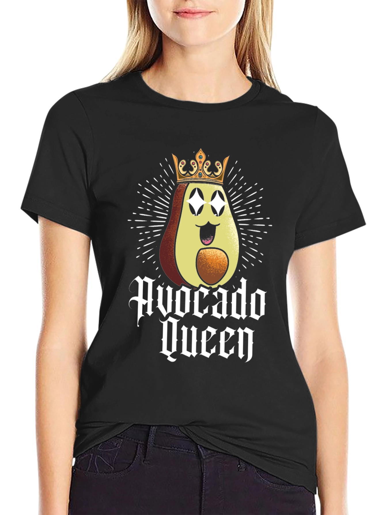 Avocado Queen Graphic Tee - Black Cotton T-Shirt