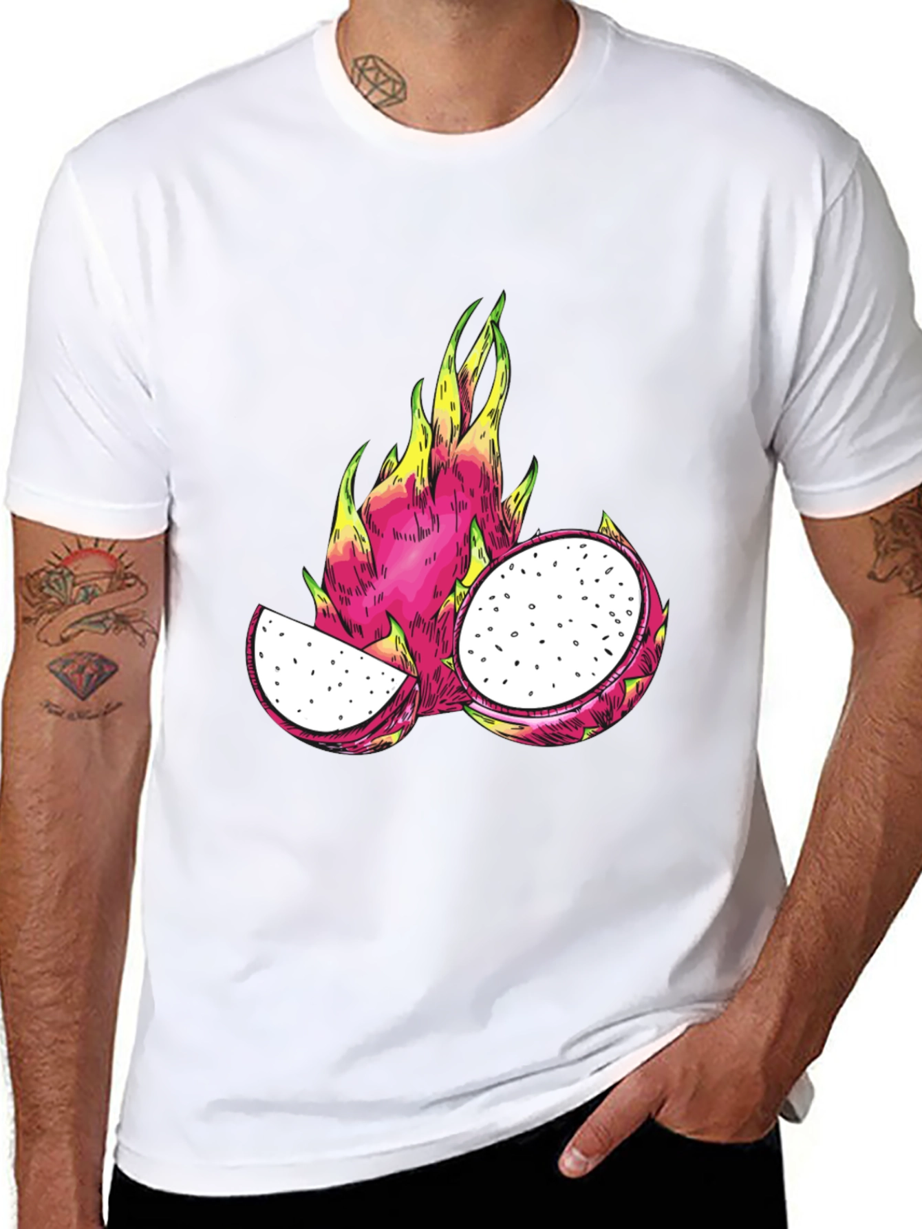 Dragon Fruit Graphic T-Shirt - Black Cotton Tee